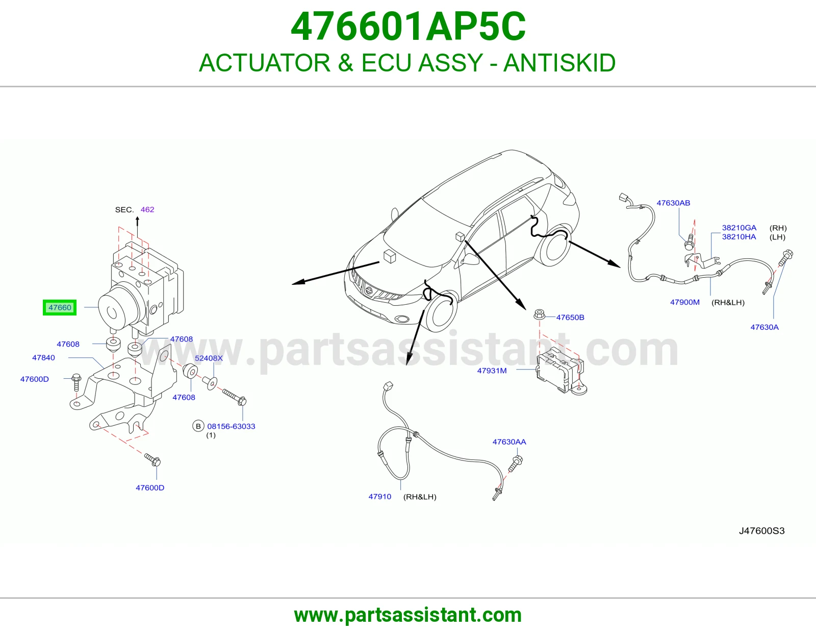 ACTUATOR & ECU ASSY - ANTISKID 476601AP5C