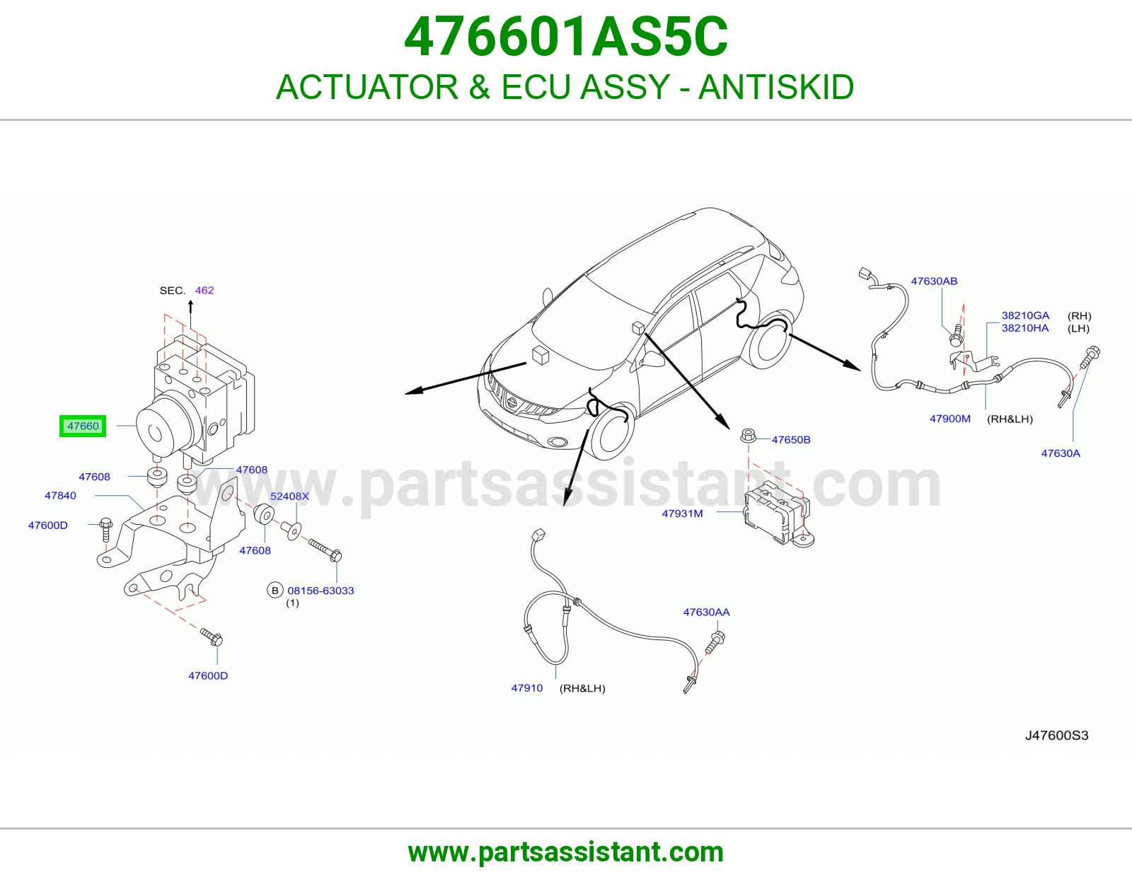 ACTUATOR & ECU ASSY - ANTISKID 476601AS5C