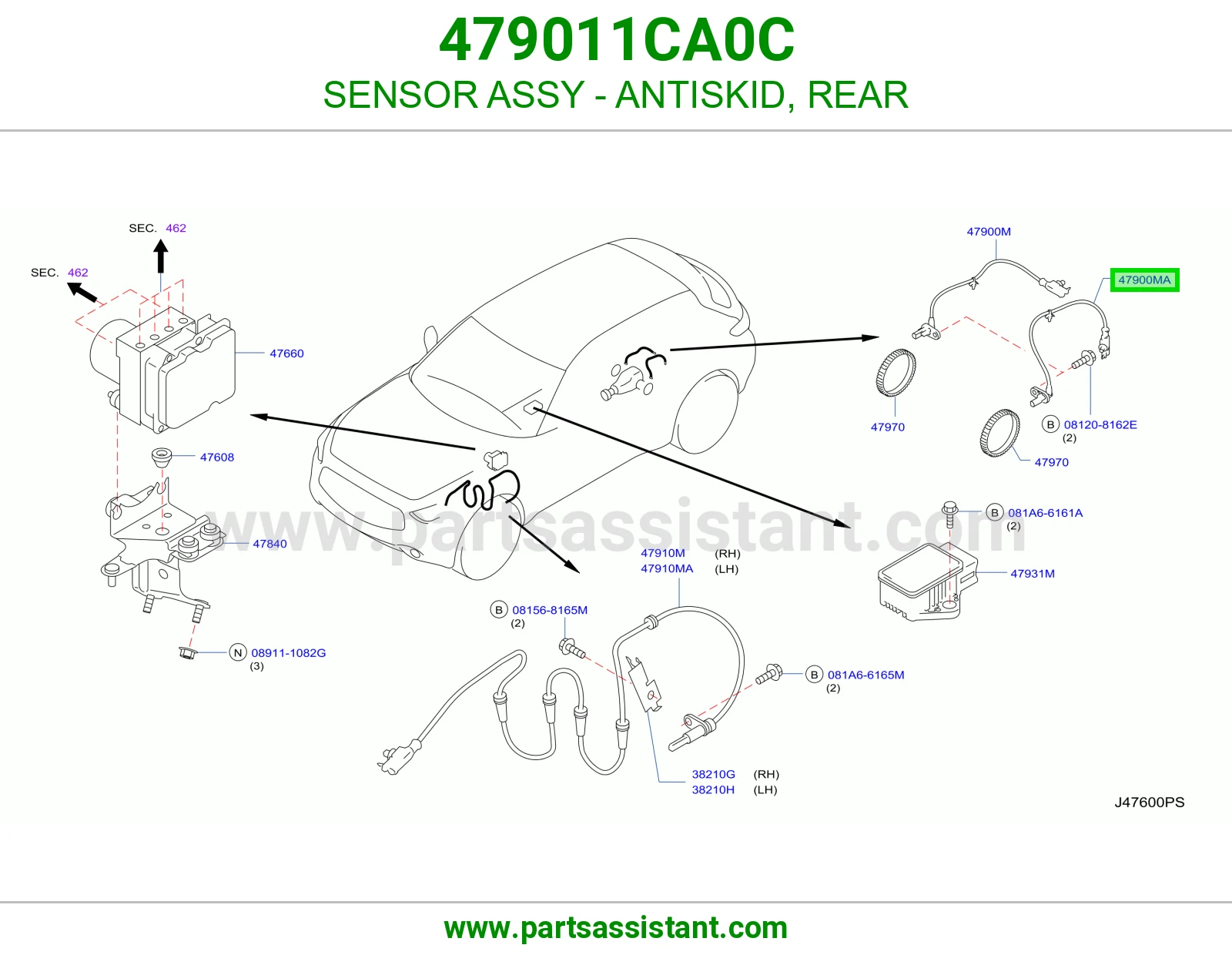 SENSOR ASSY - ANTISKID, REAR 479011CA0C