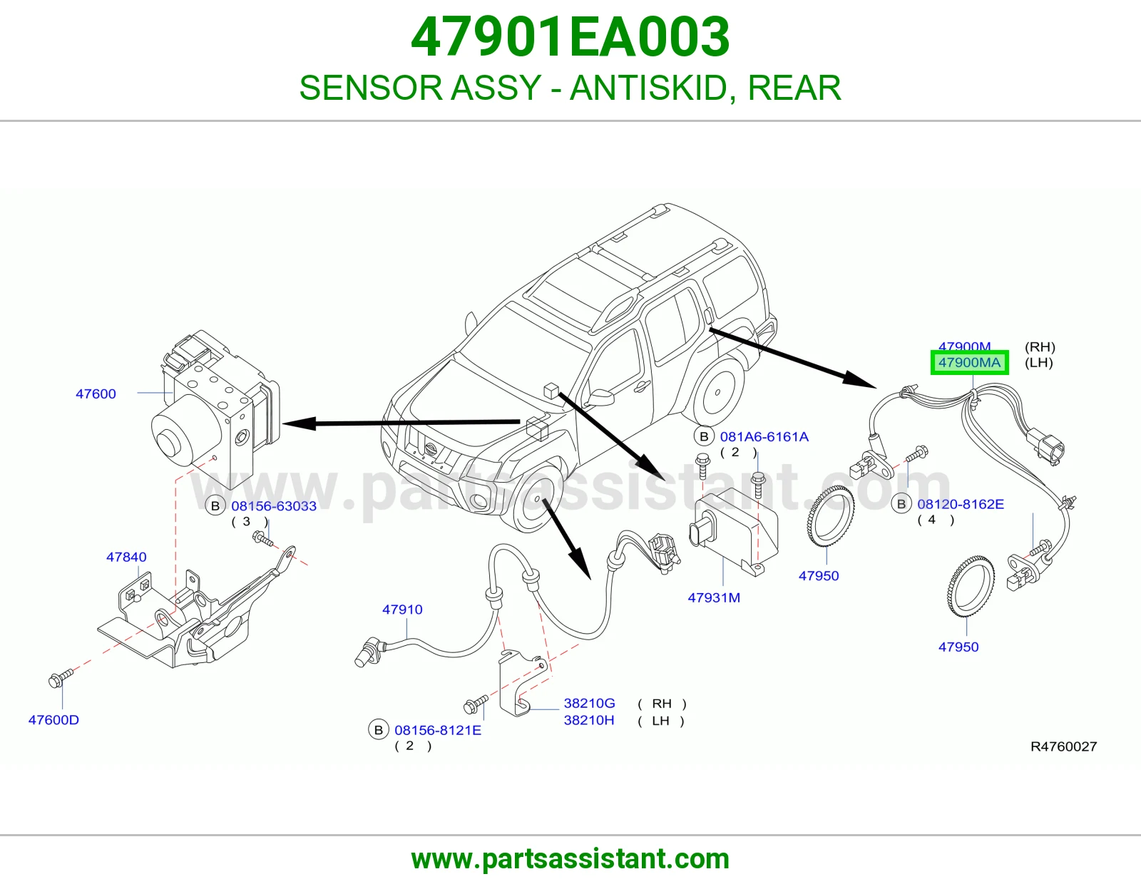 SENSOR ASSY - ANTISKID, REAR 47901EA003