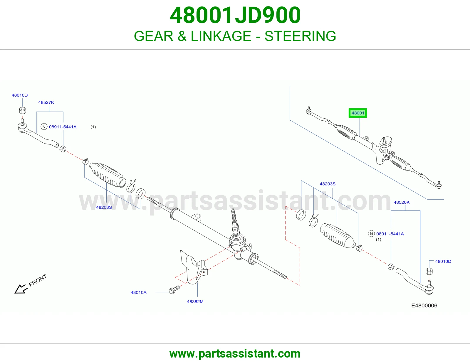 GEAR & LINKAGE - STEERING 48001JD900