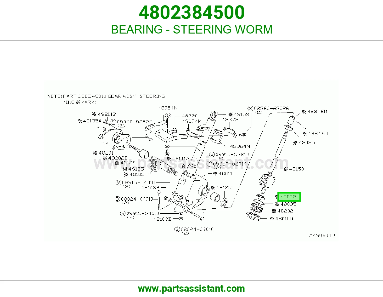 BEARING - STEERING WORM 4802384500