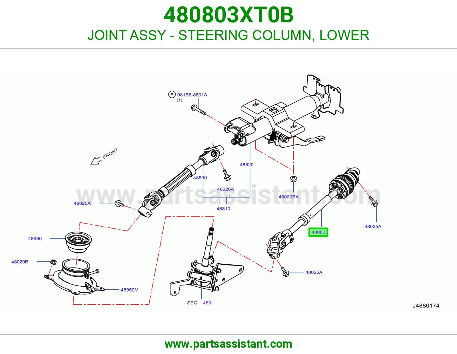 صليب عمود دركسون تحت 480803XT0B