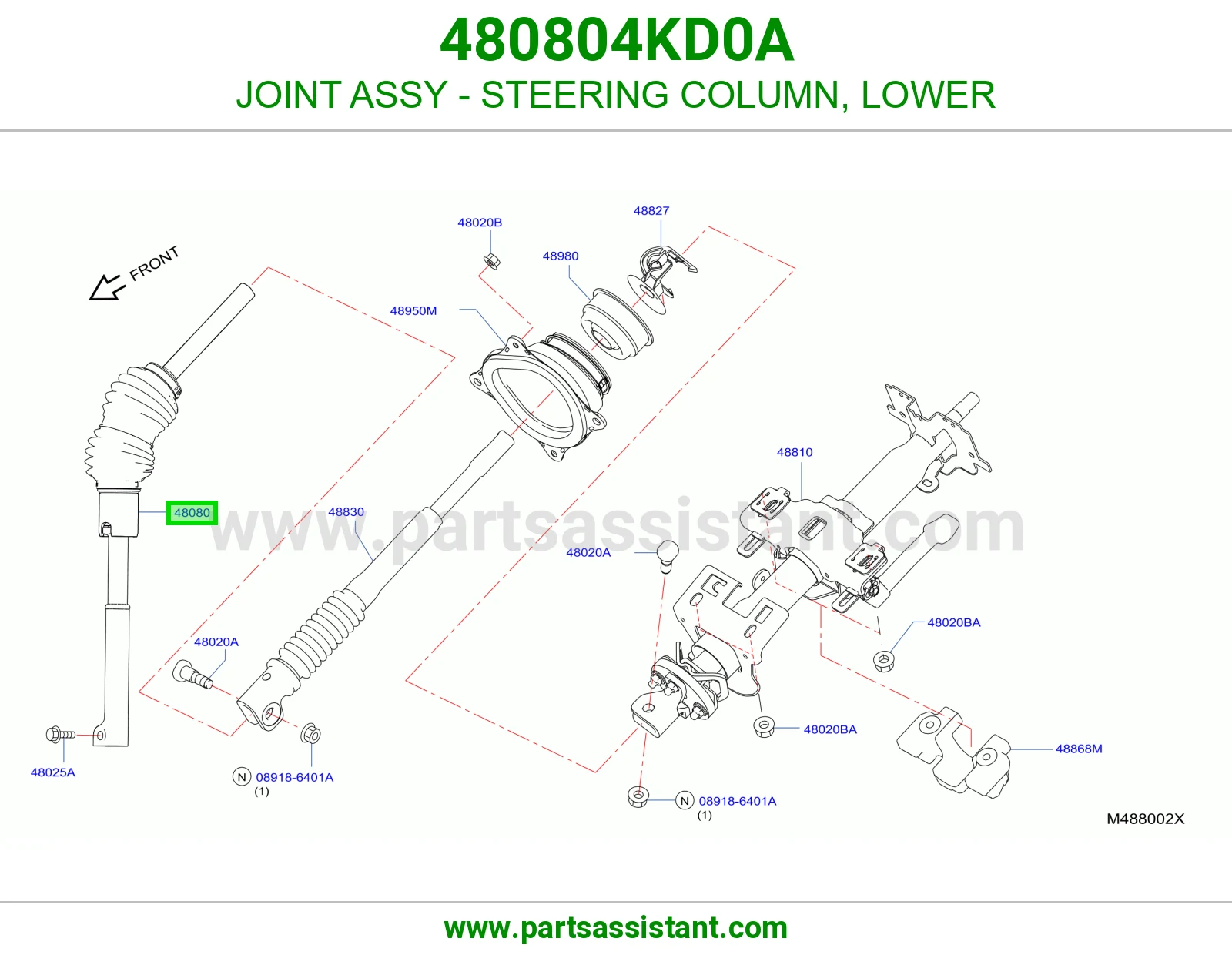 صليب عمود دركسون تحت 480804KD0A