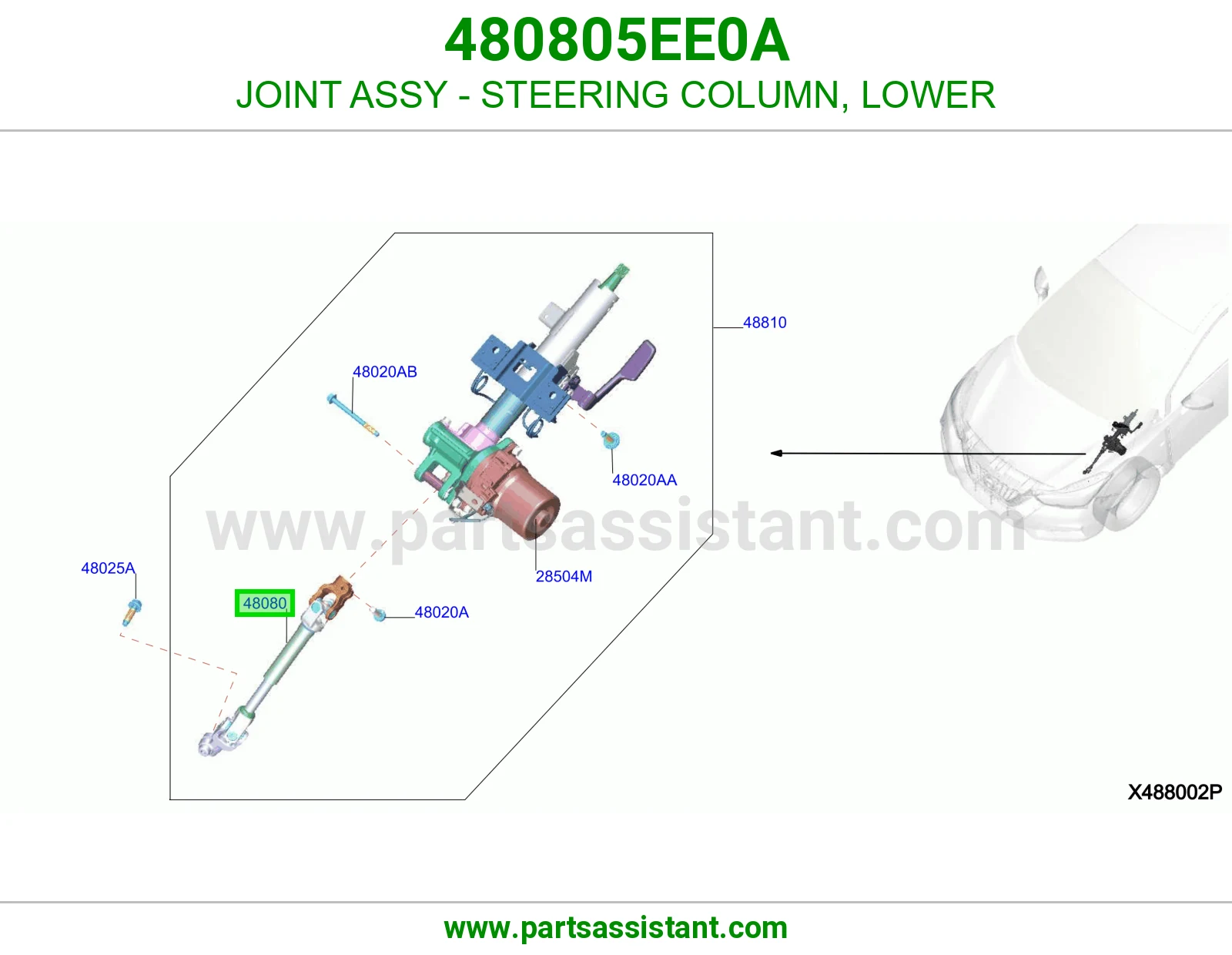 صليب عمود دركسون تحت 480805EE0A