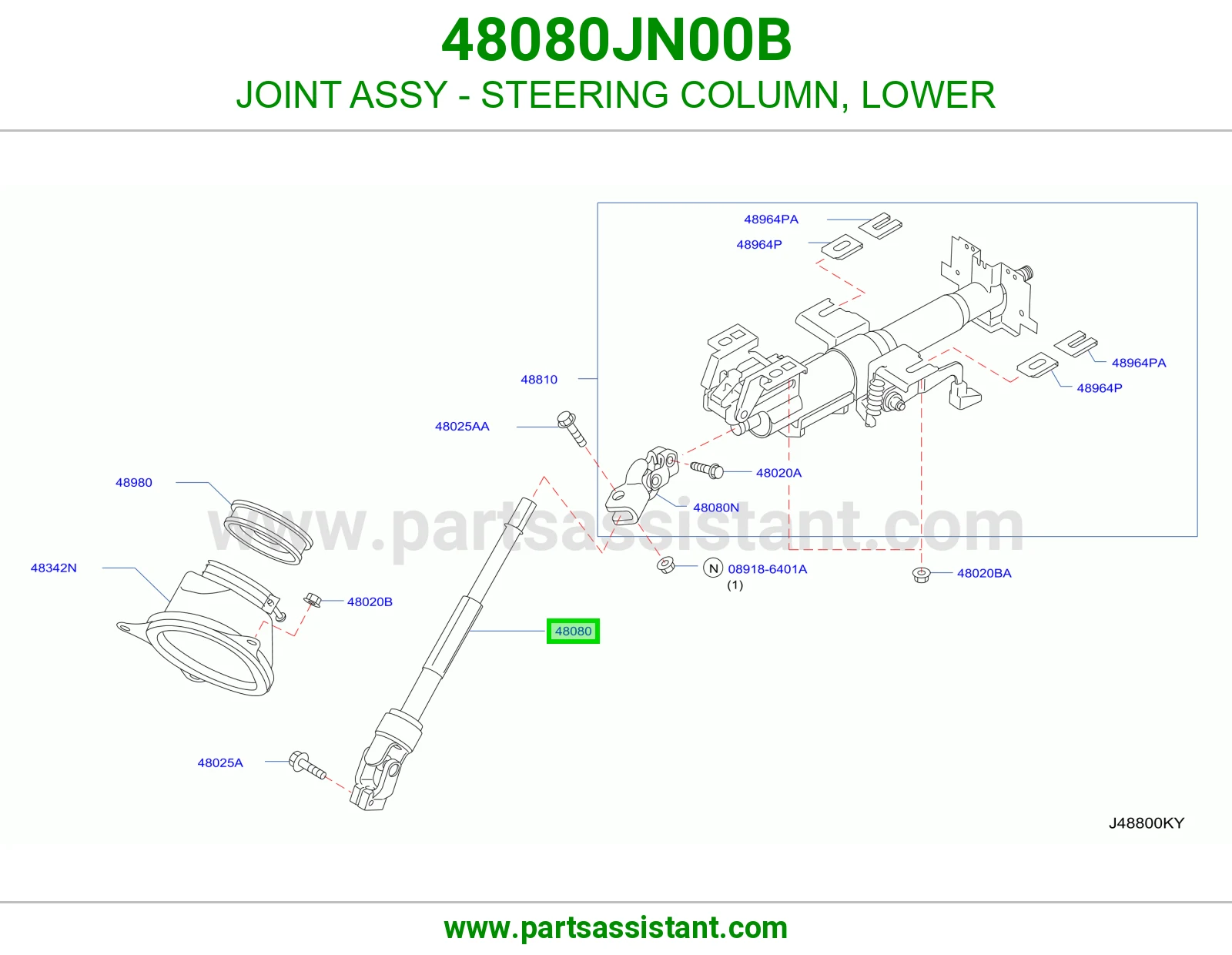 صليب عمود دركسون تحت 48080JN00B