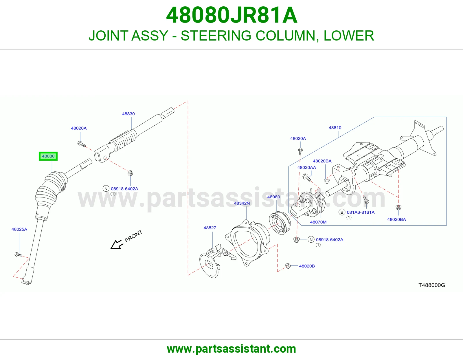 صليب عمود دركسون تحت 48080JR81A