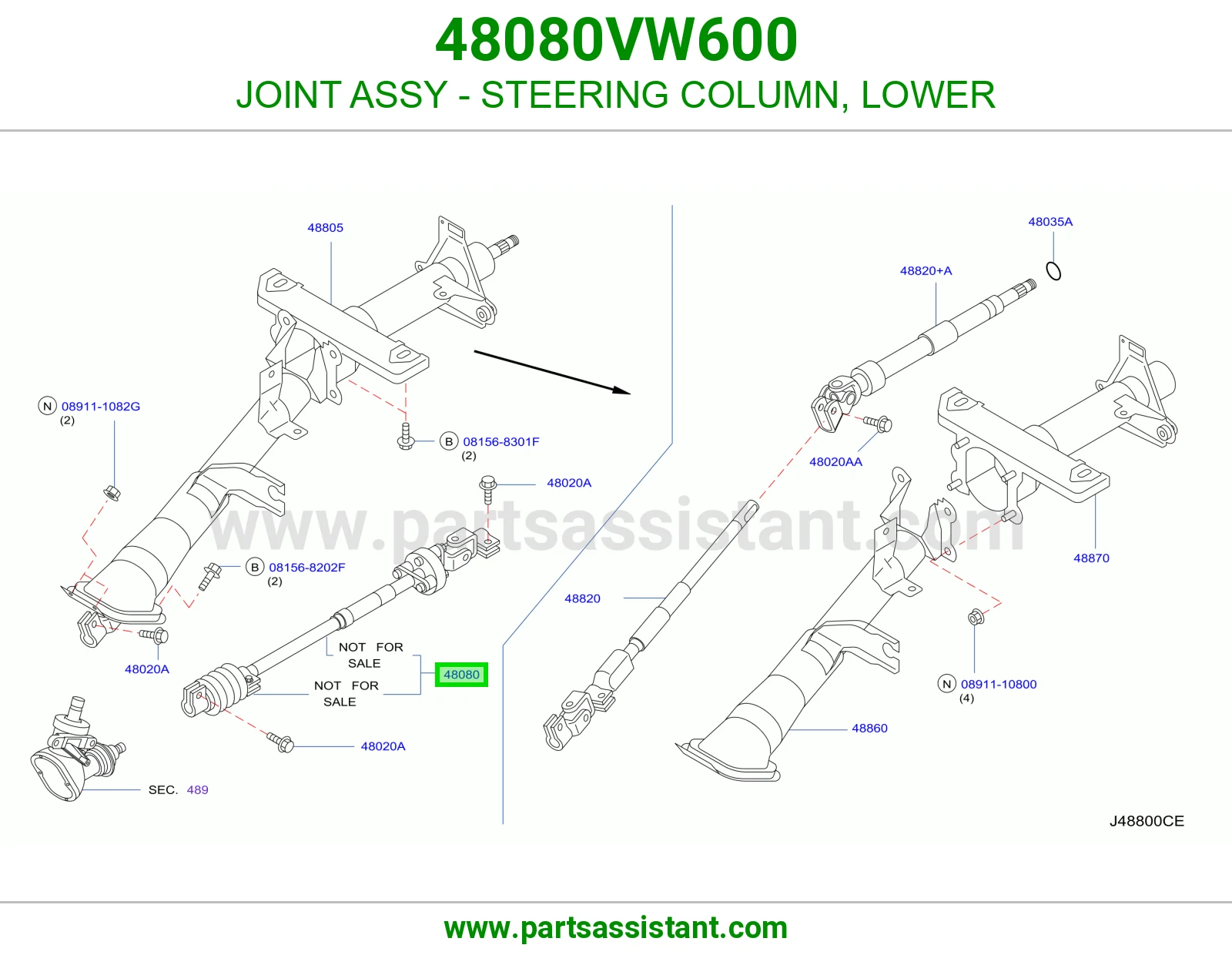 JOINT ASSY - STEERING COLUMN, LOWER 48080VW600