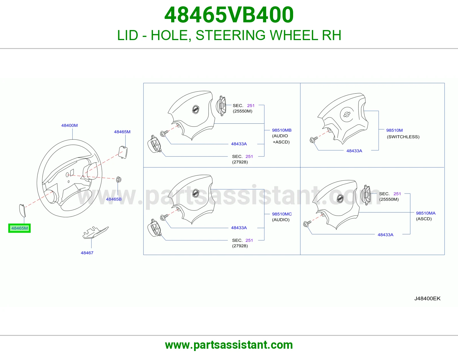 غطاء فتحة طارة دركسون يمين 48465VB400