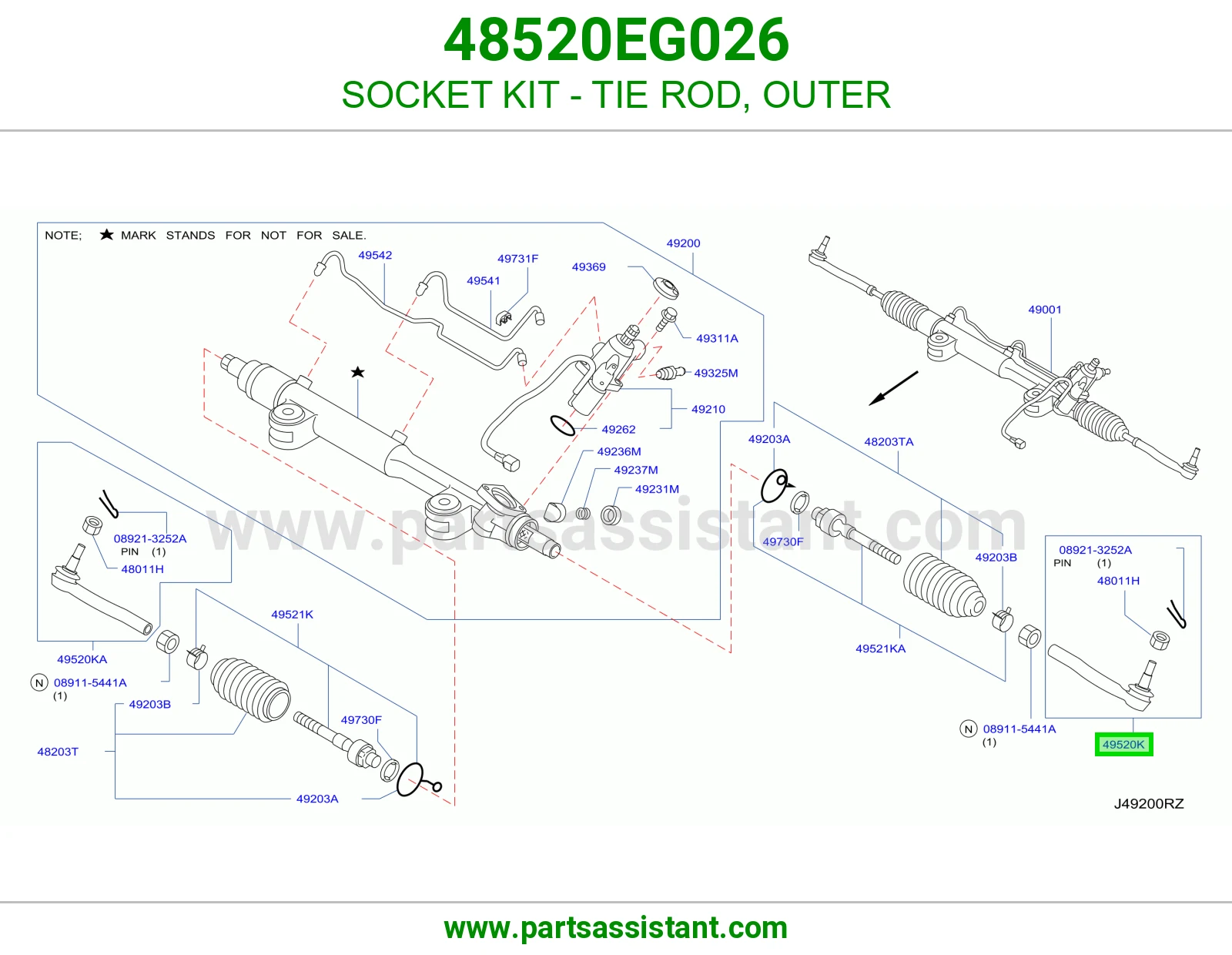 SOCKET KIT - TIE ROD, OUTER 48520EG026