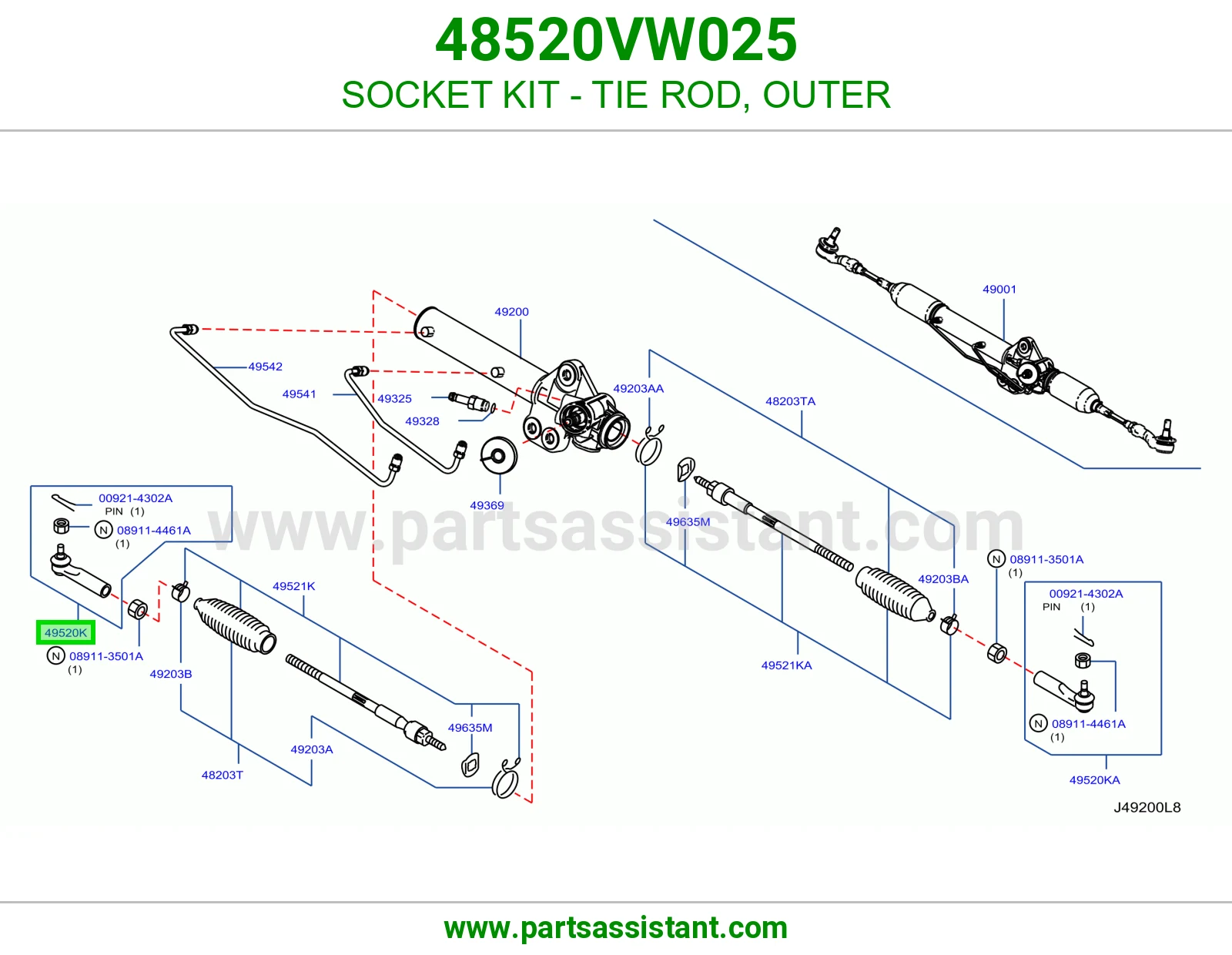 راس ذراع دركسون خارجي 48520VW025