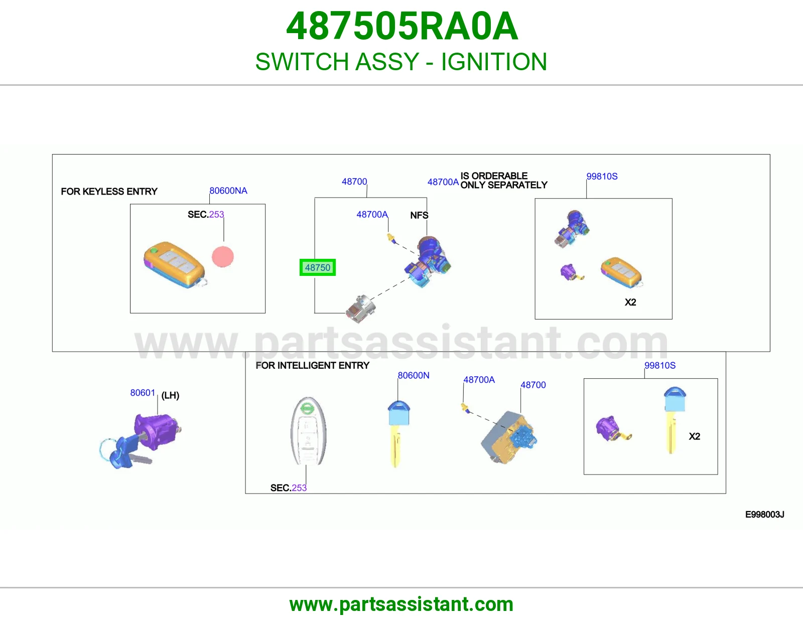 سويتش إشعال كامل 487505RA0A