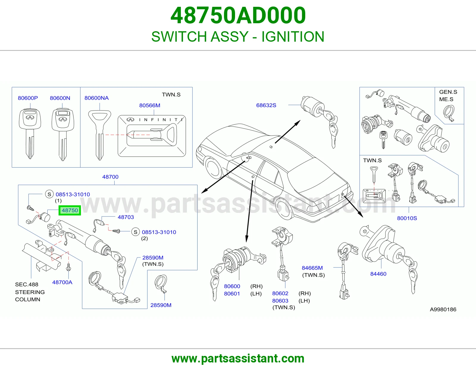 سويتش إشعال كامل 48750AD000
