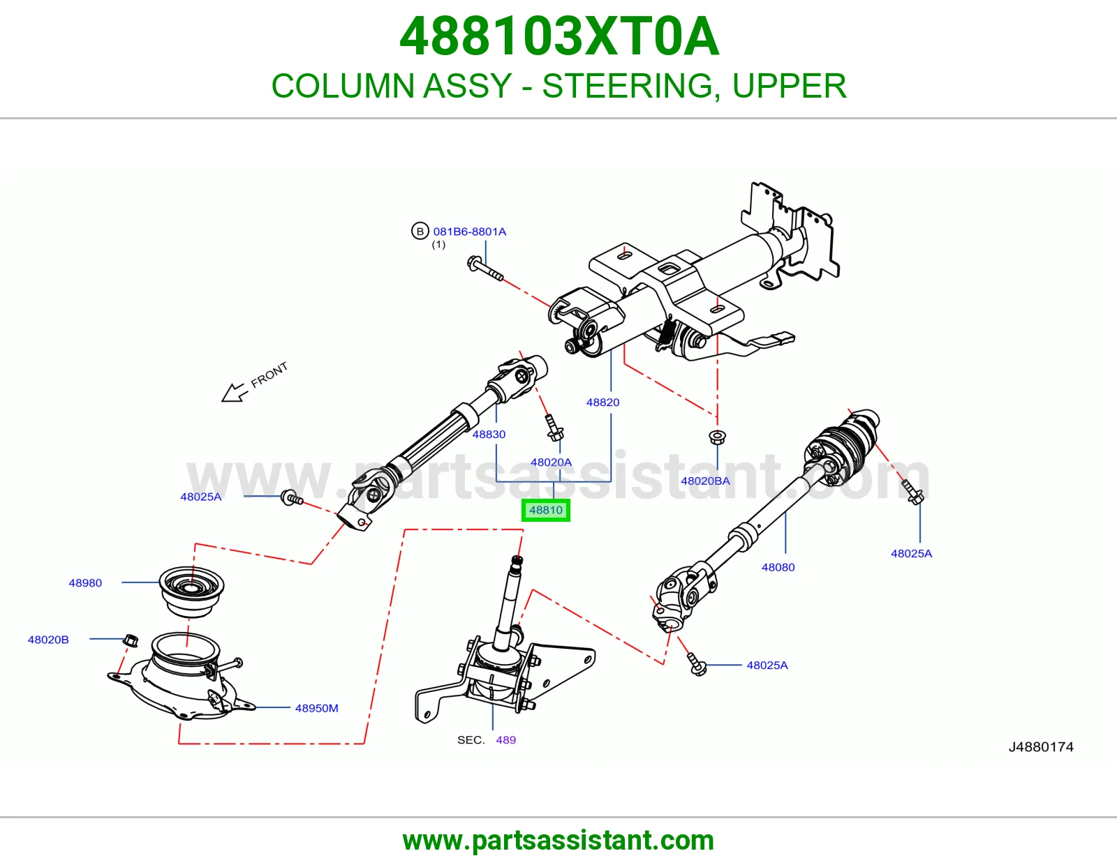 عمود دركسون فوق كامل 488103XT0A
