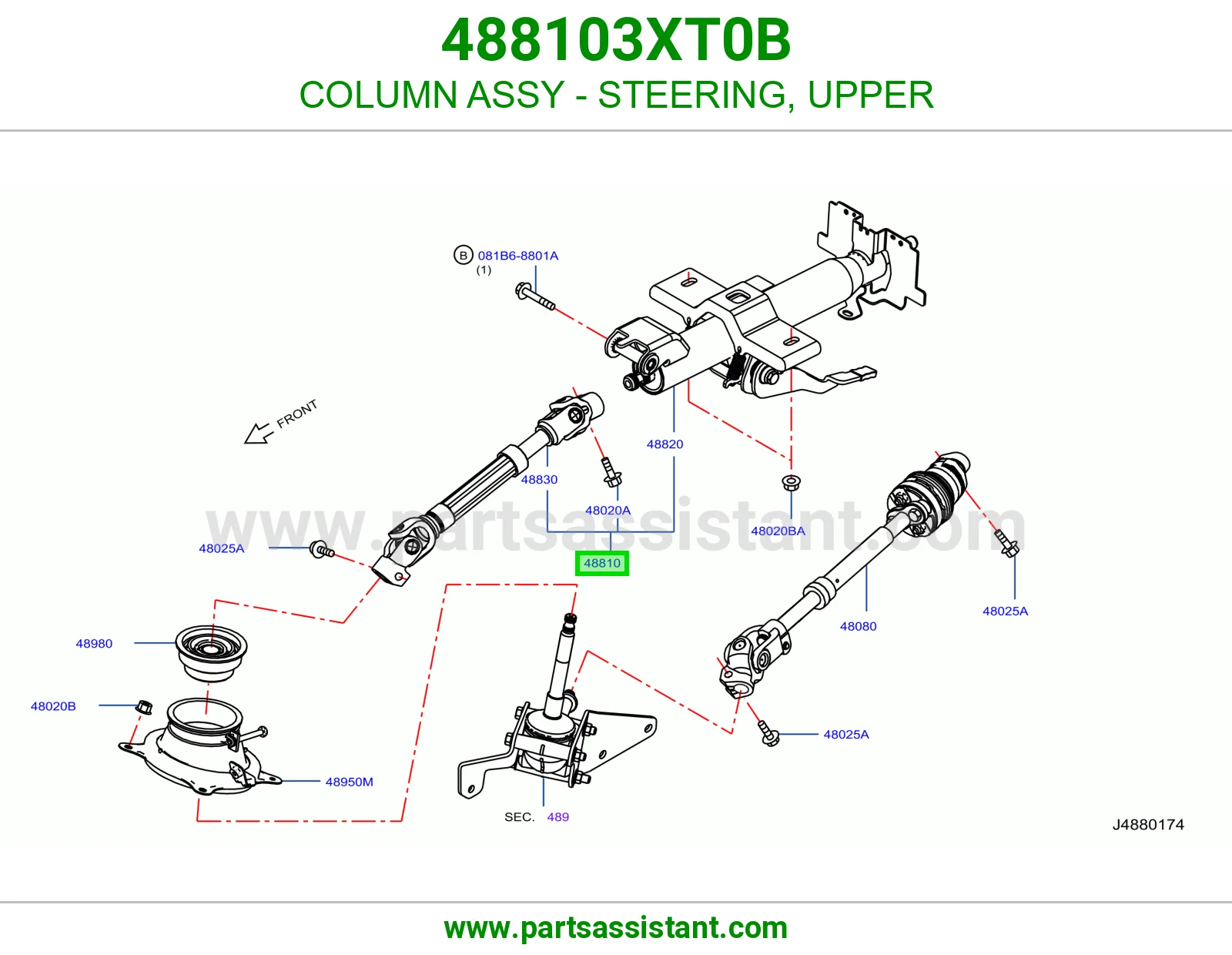 عمود دركسون فوق كامل 488103XT0B