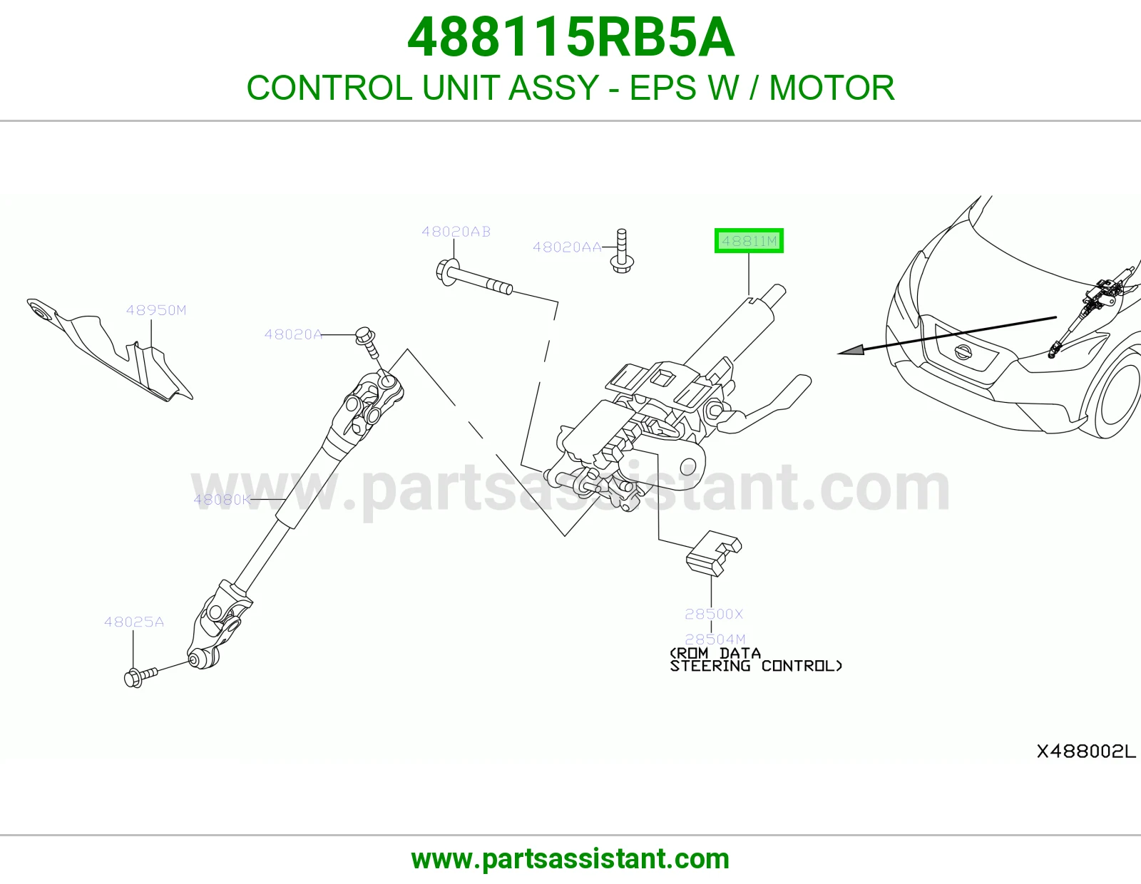 كمبيوتر دركسون كهربا (EPS) مع دينمو كامل 488115RB5A