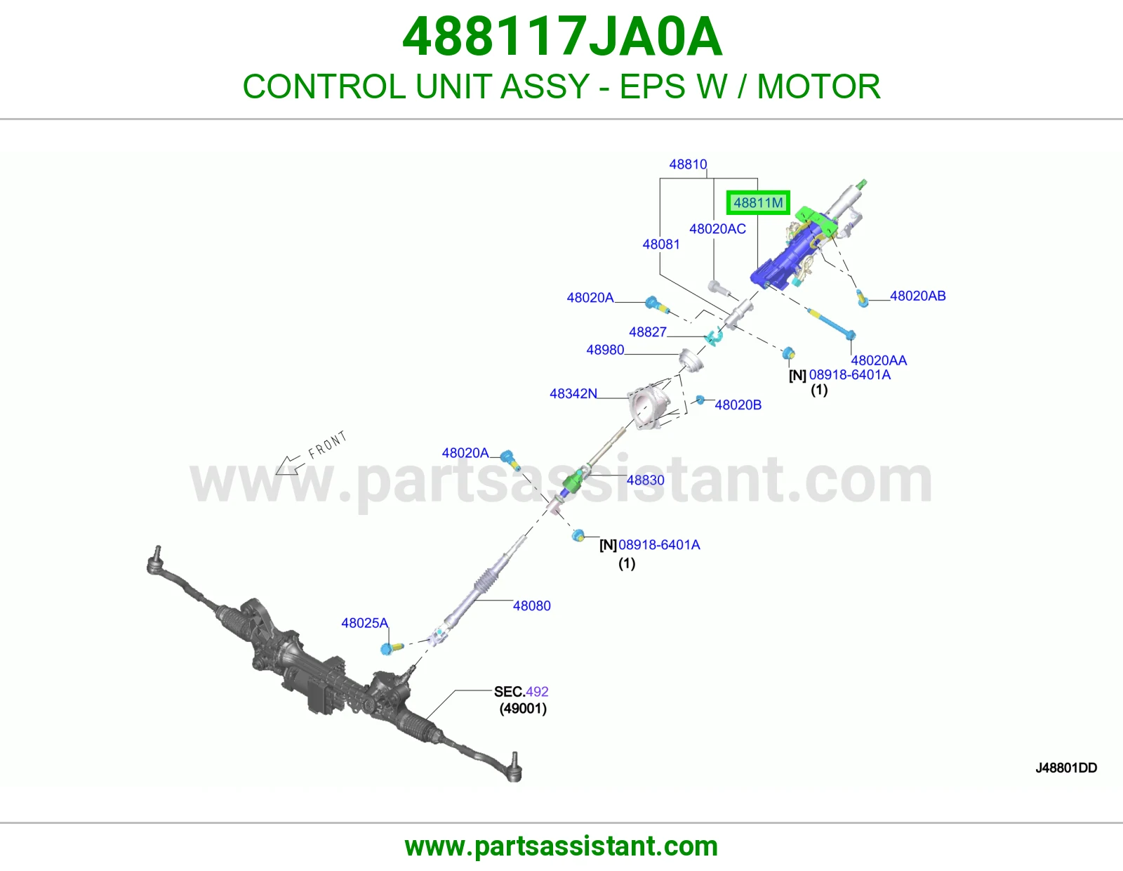 كمبيوتر دركسون كهربا (EPS) مع دينمو كامل 488117JA0A