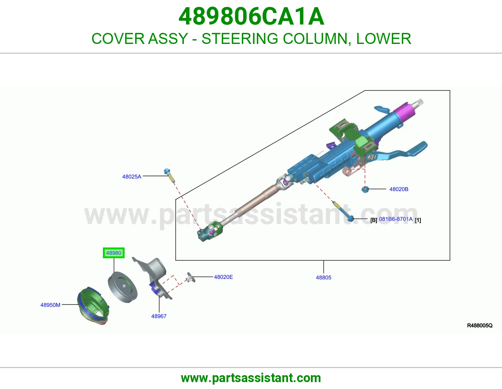 غطاء عمود دركسون تحت كامل 489806CA1A
