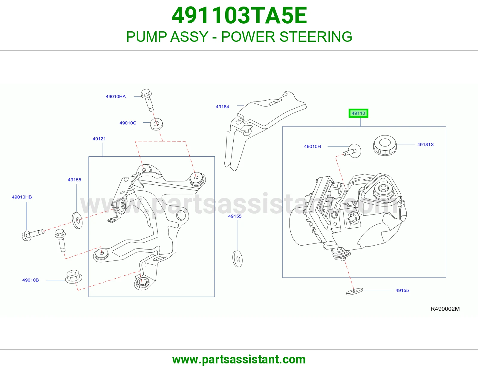 PUMP ASSY - POWER STEERING 491103TA5E