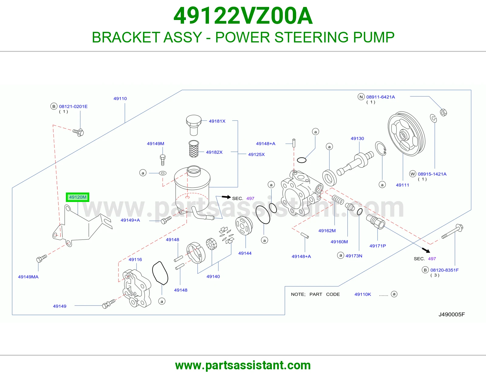 قاعدة كامل دركسون هيدروليك طرمبة 49122VZ00A