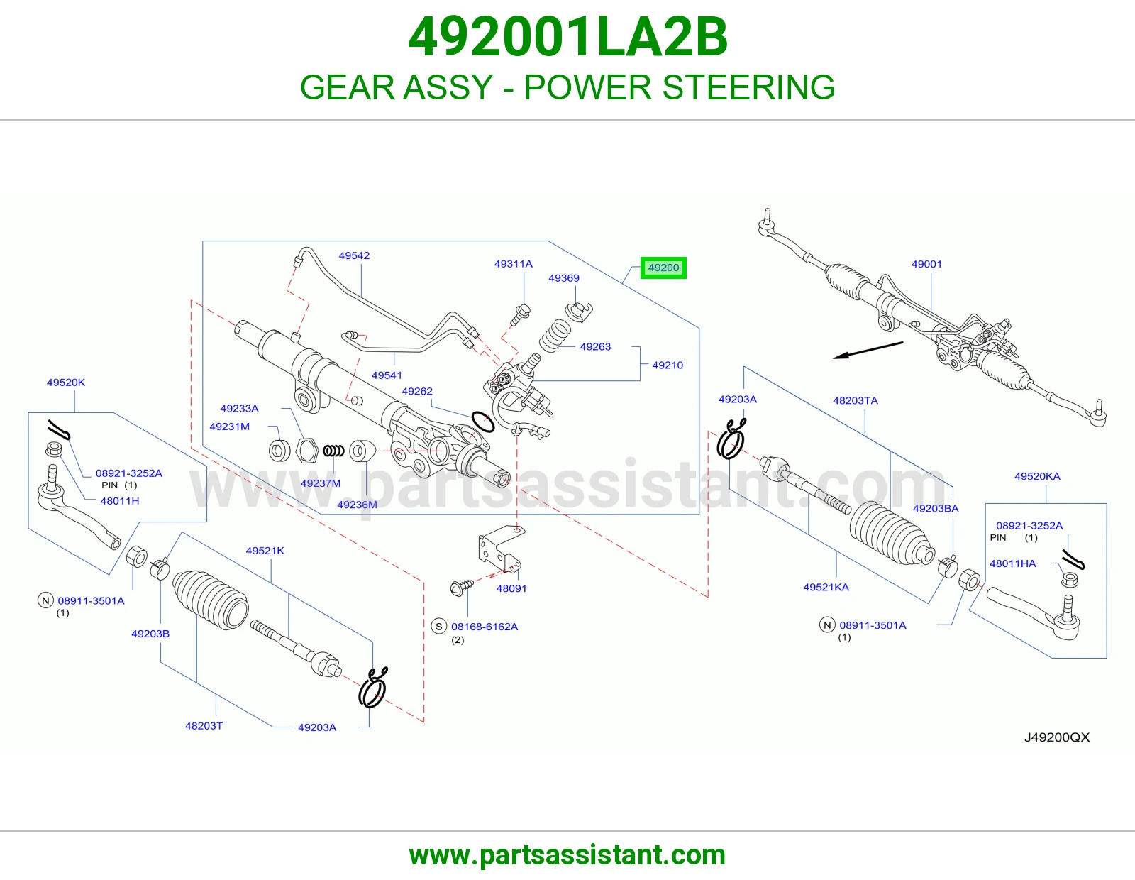 GEAR ASSY - POWER STEERING 492001LA2B