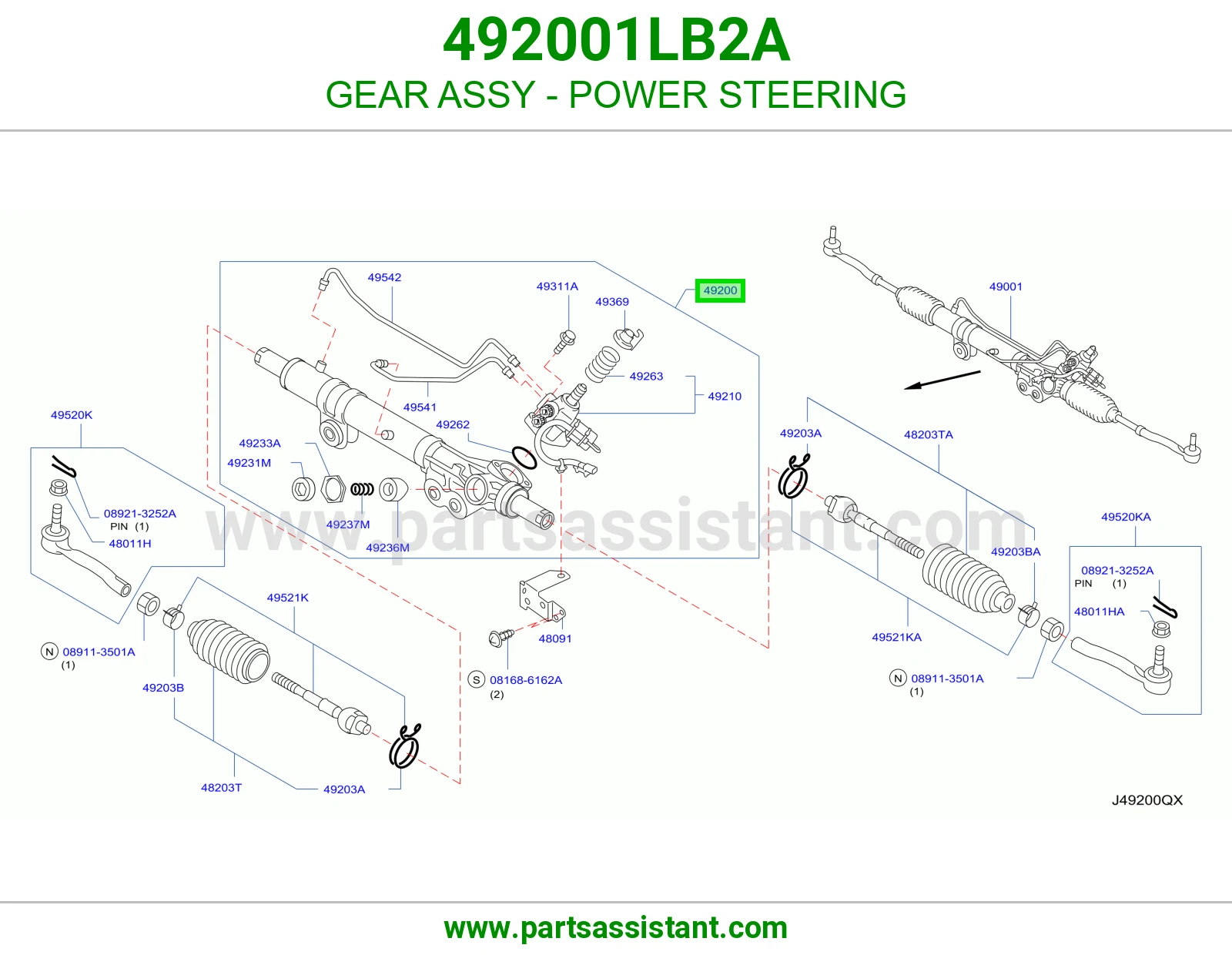 GEAR ASSY - POWER STEERING 492001LB2A