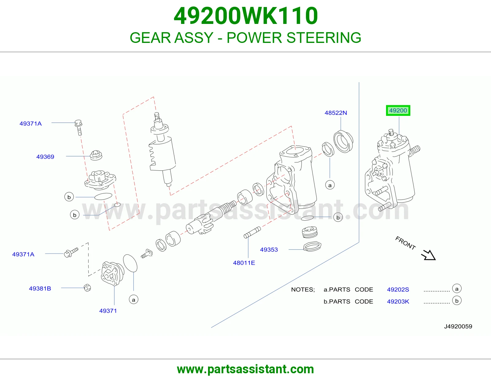 GEAR ASSY - POWER STEERING 49200WK110