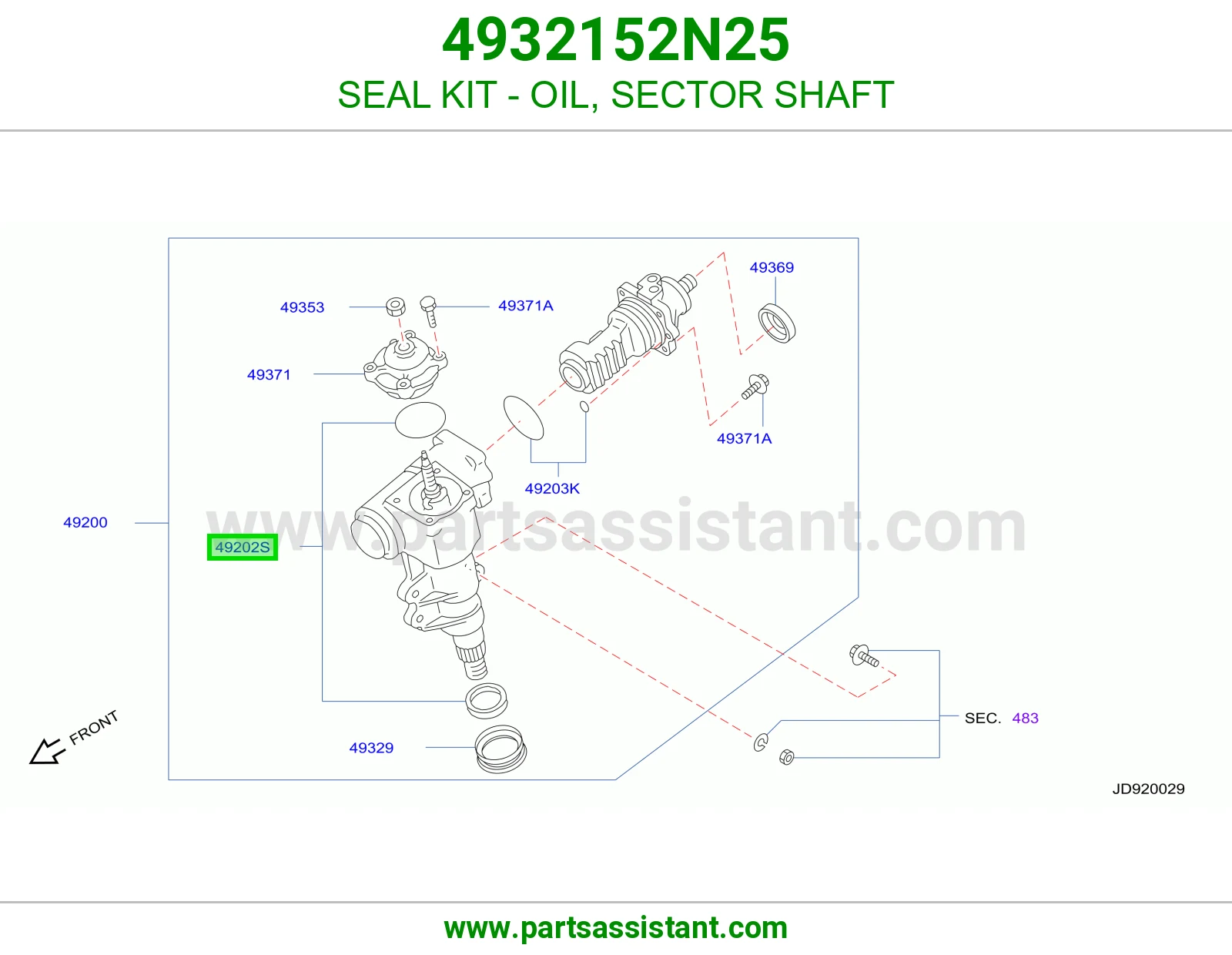 طقم جلدة زيت قطاع عمود 4932152N25