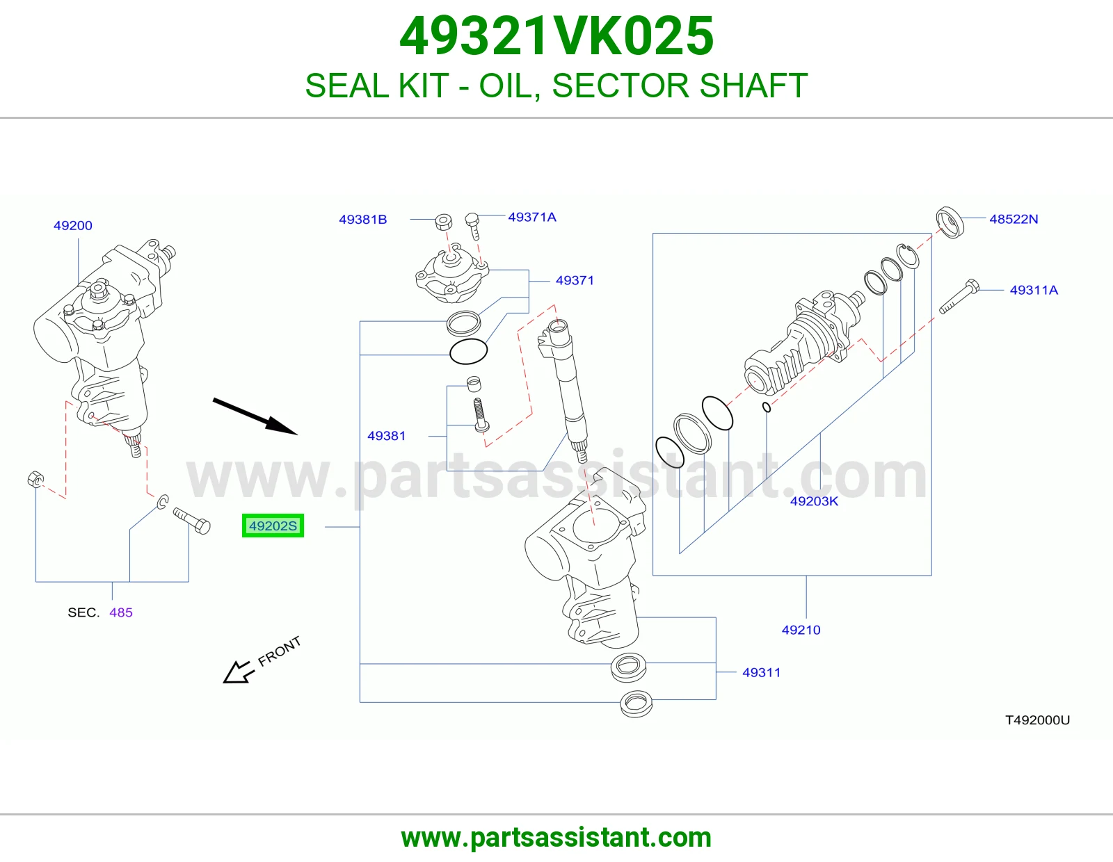طقم جلدة زيت قطاع عمود 49321VK025