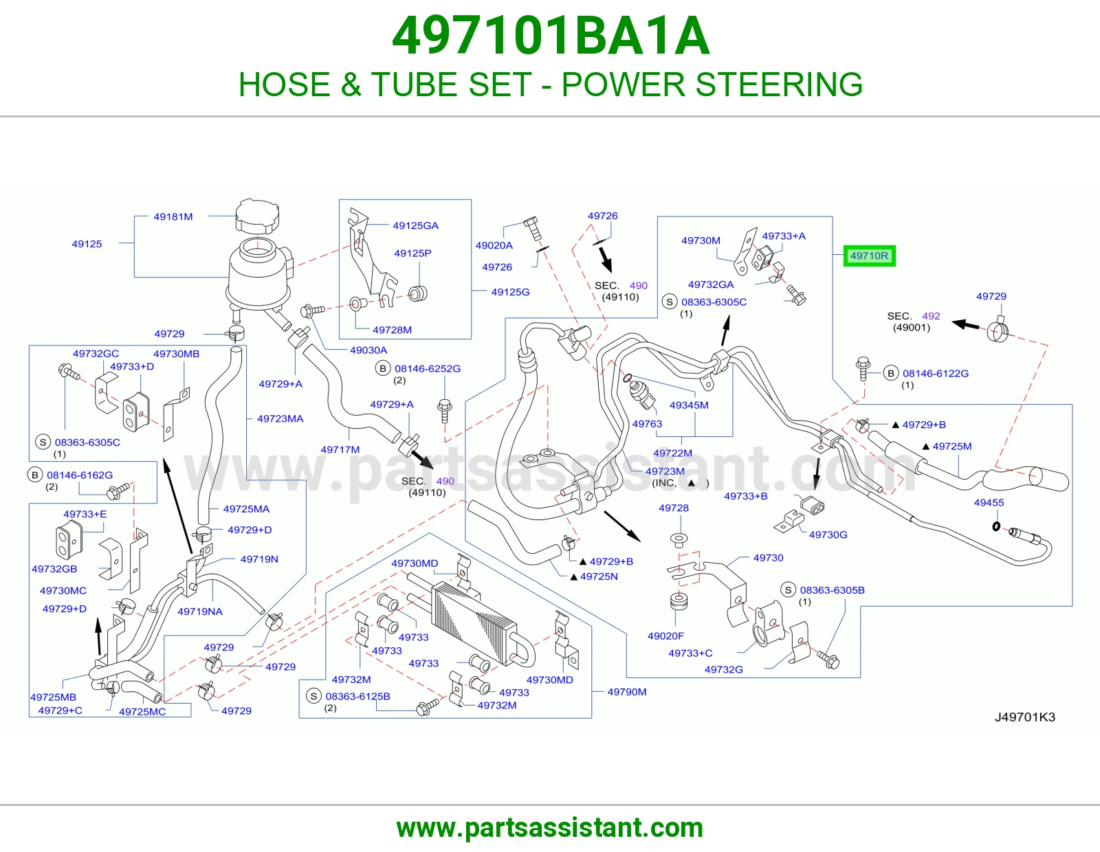 لي طقم مواسير دركسون باور 497101BA1A