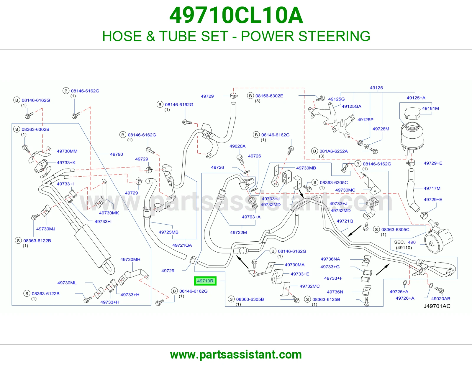 لي طقم مواسير دركسون باور 49710CL10A
