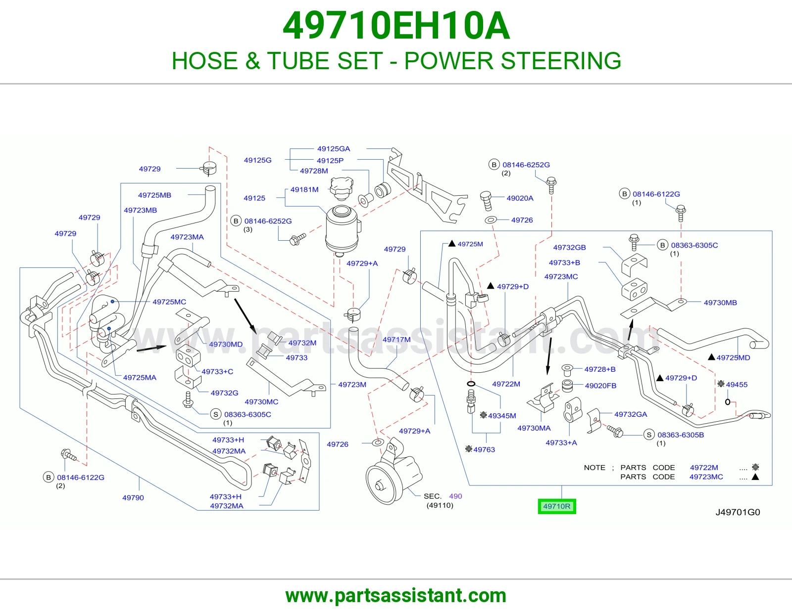 لي طقم مواسير دركسون باور 49710EH10A