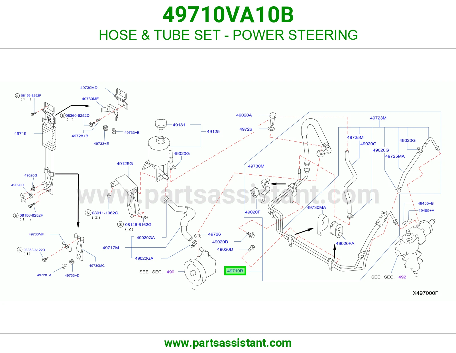 لي طقم مواسير دركسون باور 49710VA10B