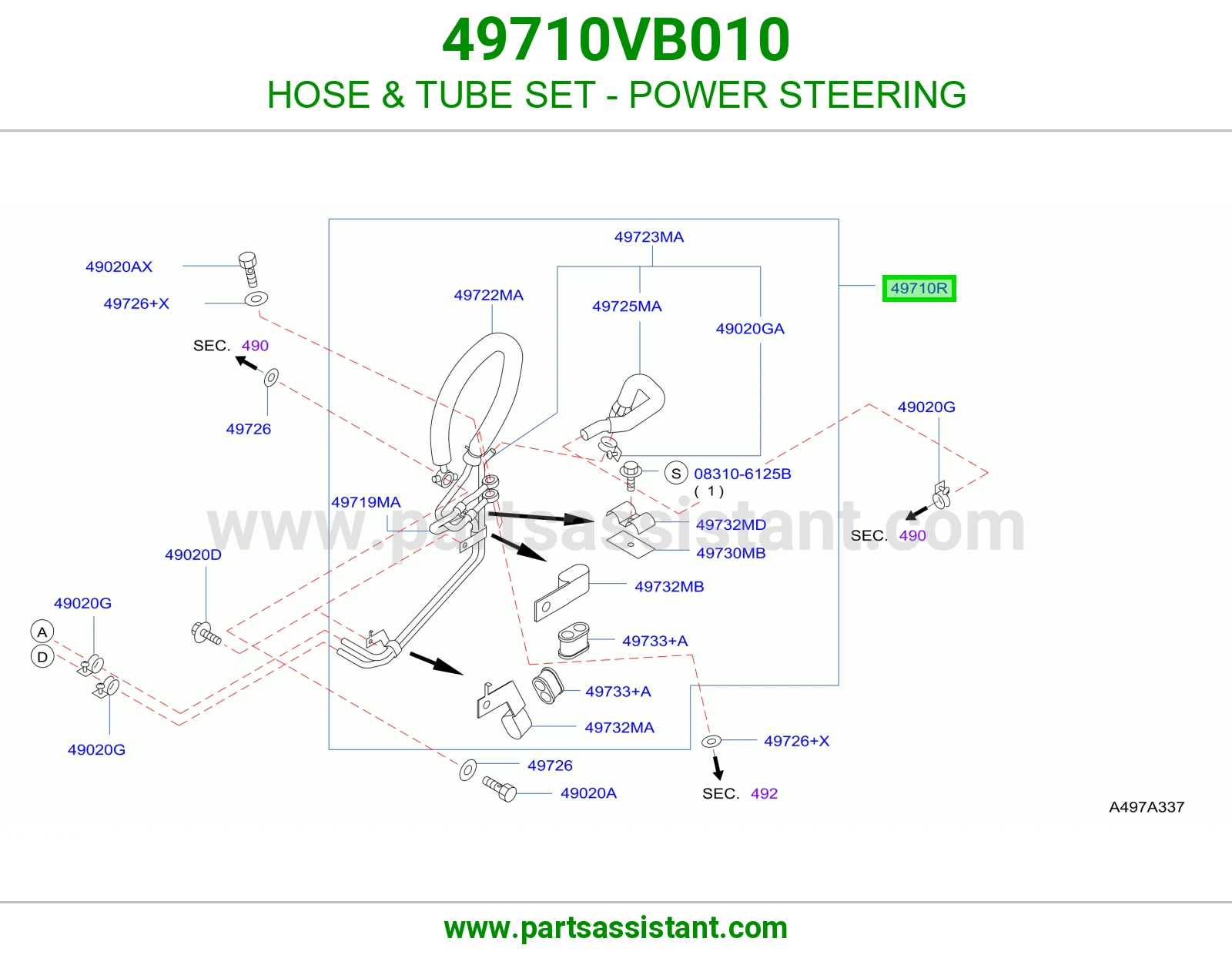 لي طقم مواسير دركسون باور 49710VB010