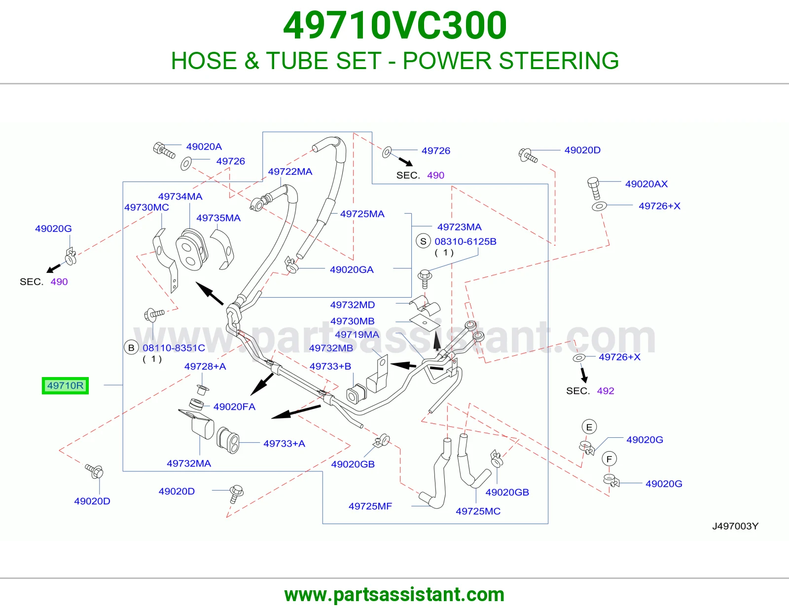 لي طقم مواسير دركسون باور 49710VC300
