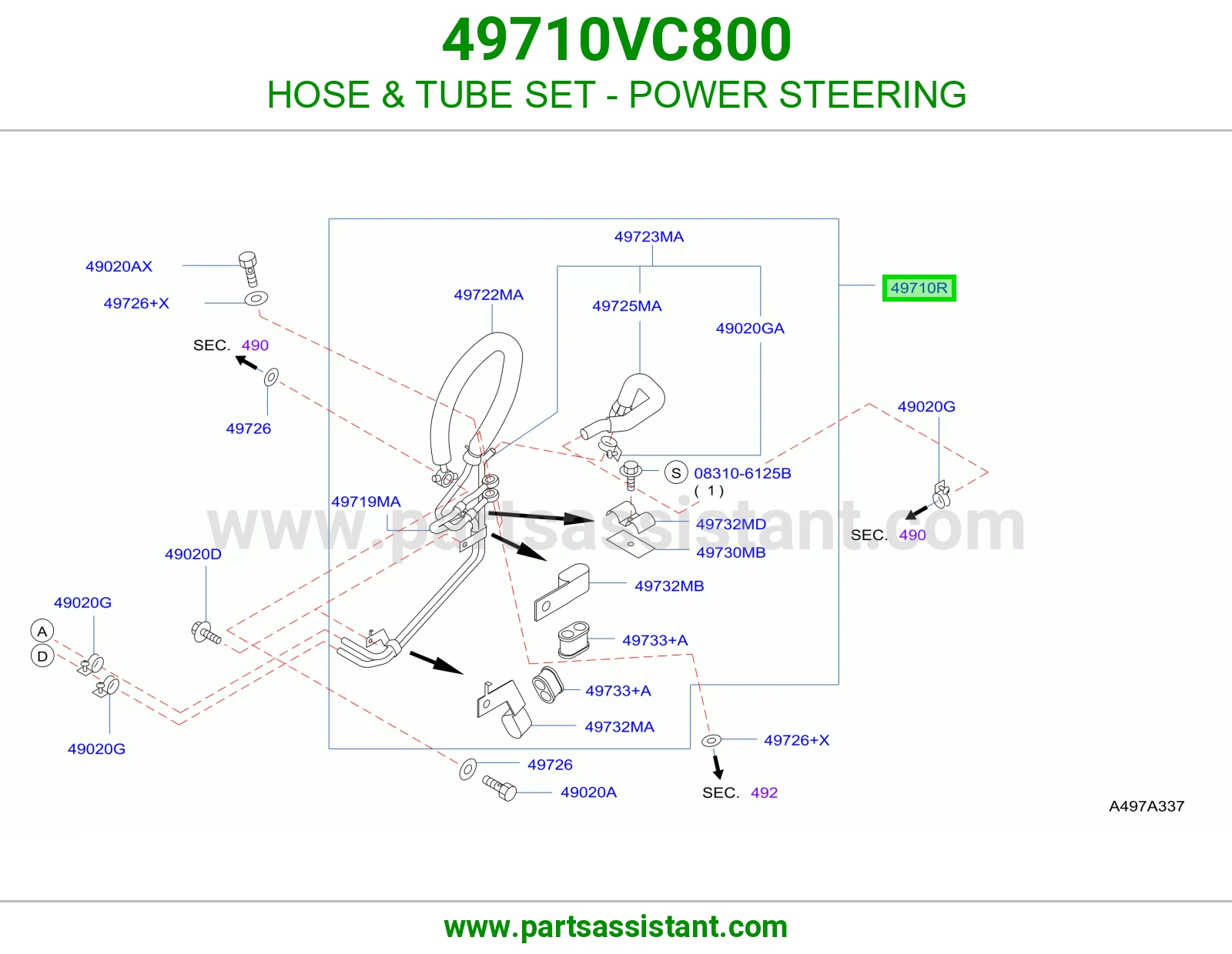 لي طقم مواسير دركسون باور 49710VC800