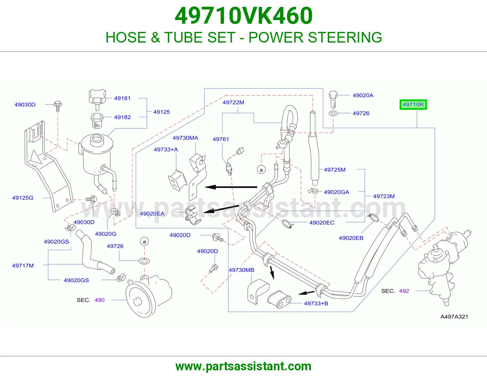 لي طقم مواسير دركسون باور 49710VK460