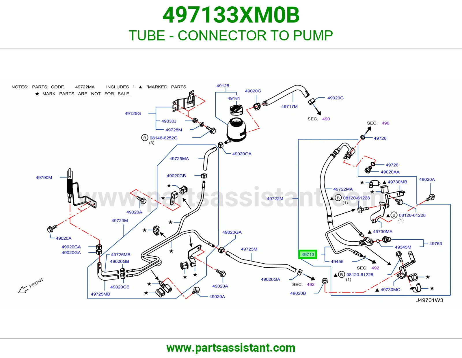 ماسورة وصلة للطرمبة 497133XM0B