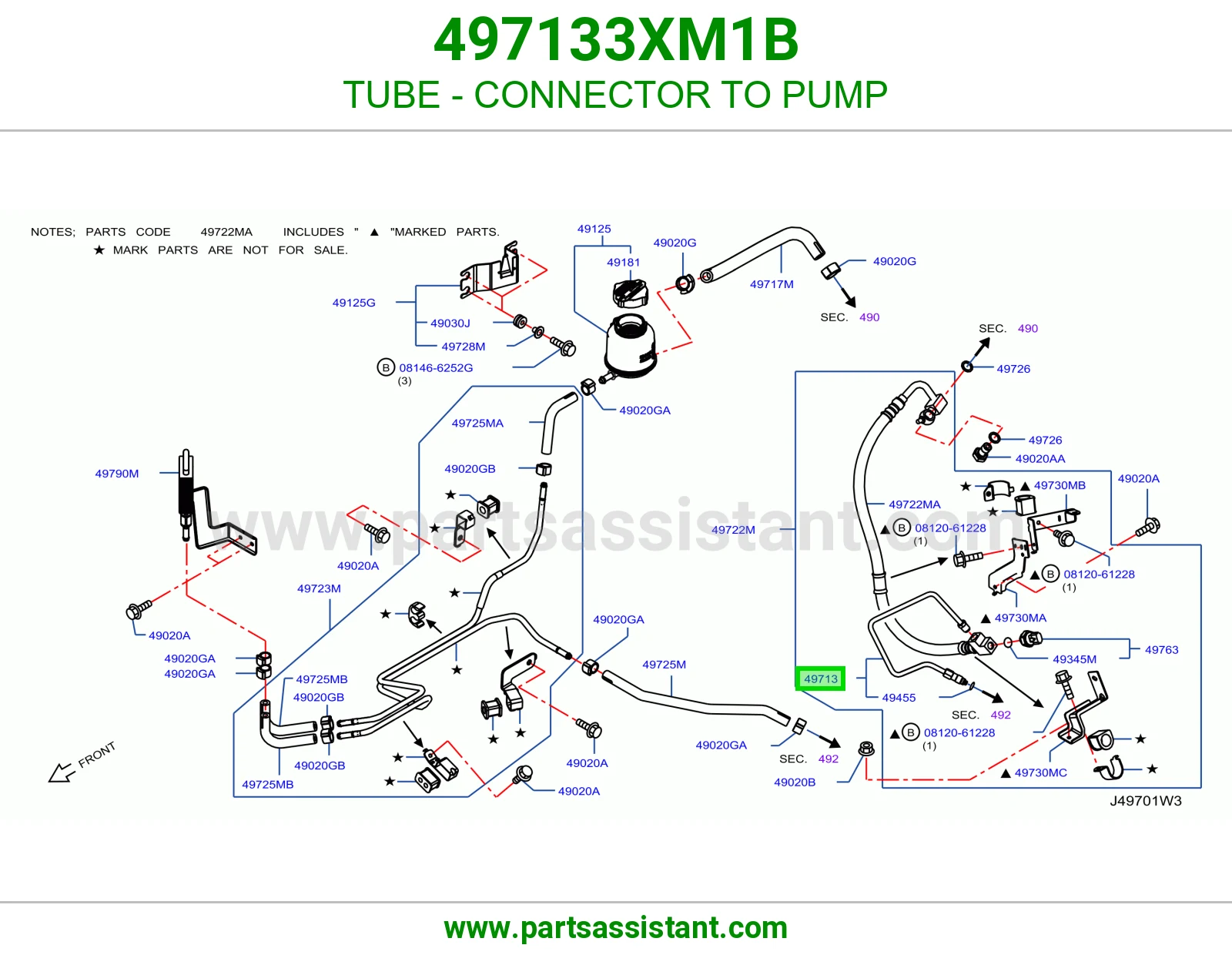 ماسورة وصلة للطرمبة 497133XM1B