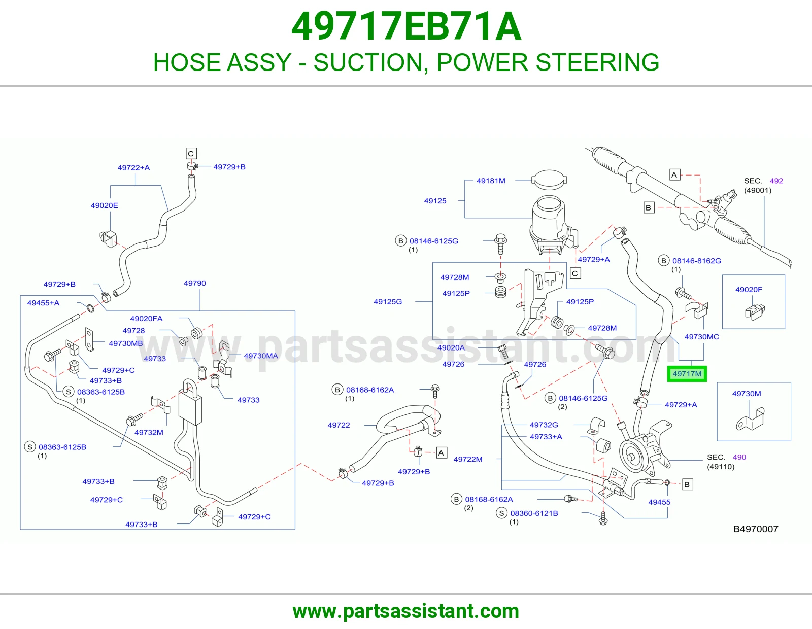 HOSE ASSY - SUCTION, POWER STEERING 49717EB71A