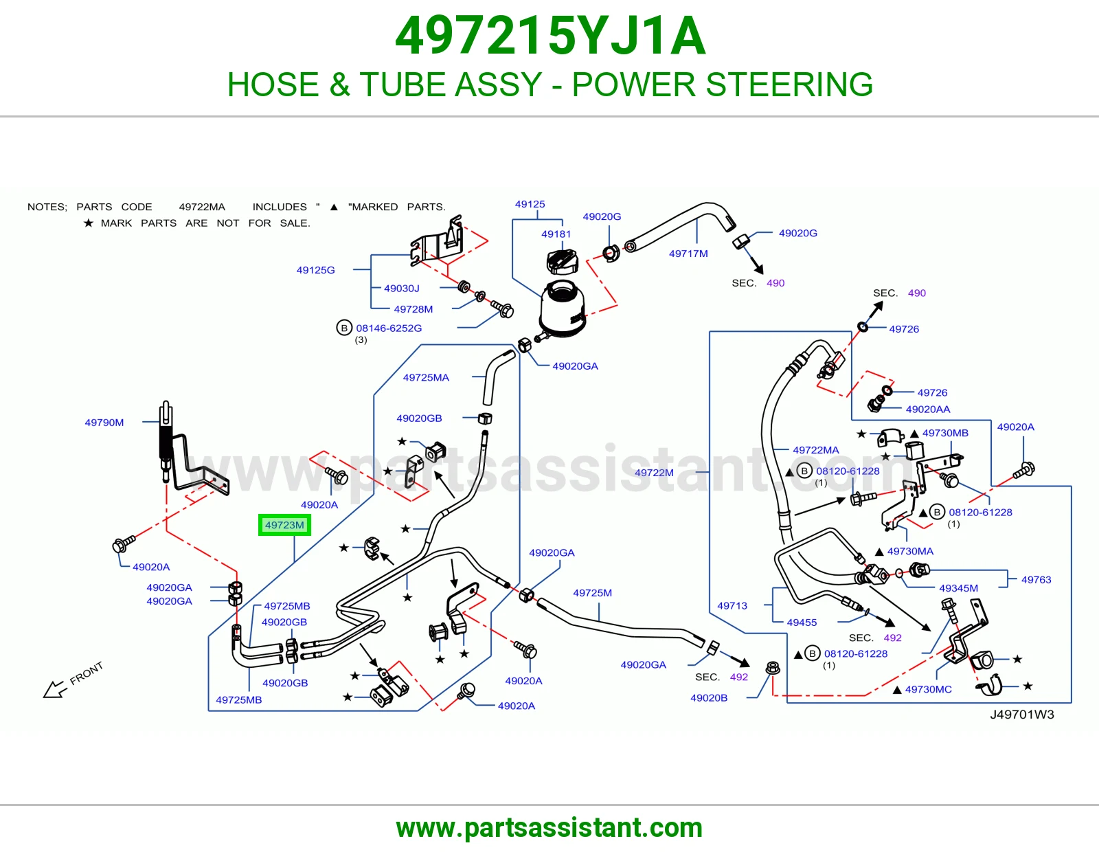 HOSE & TUBE ASSY - POWER STEERING 497215YJ1A