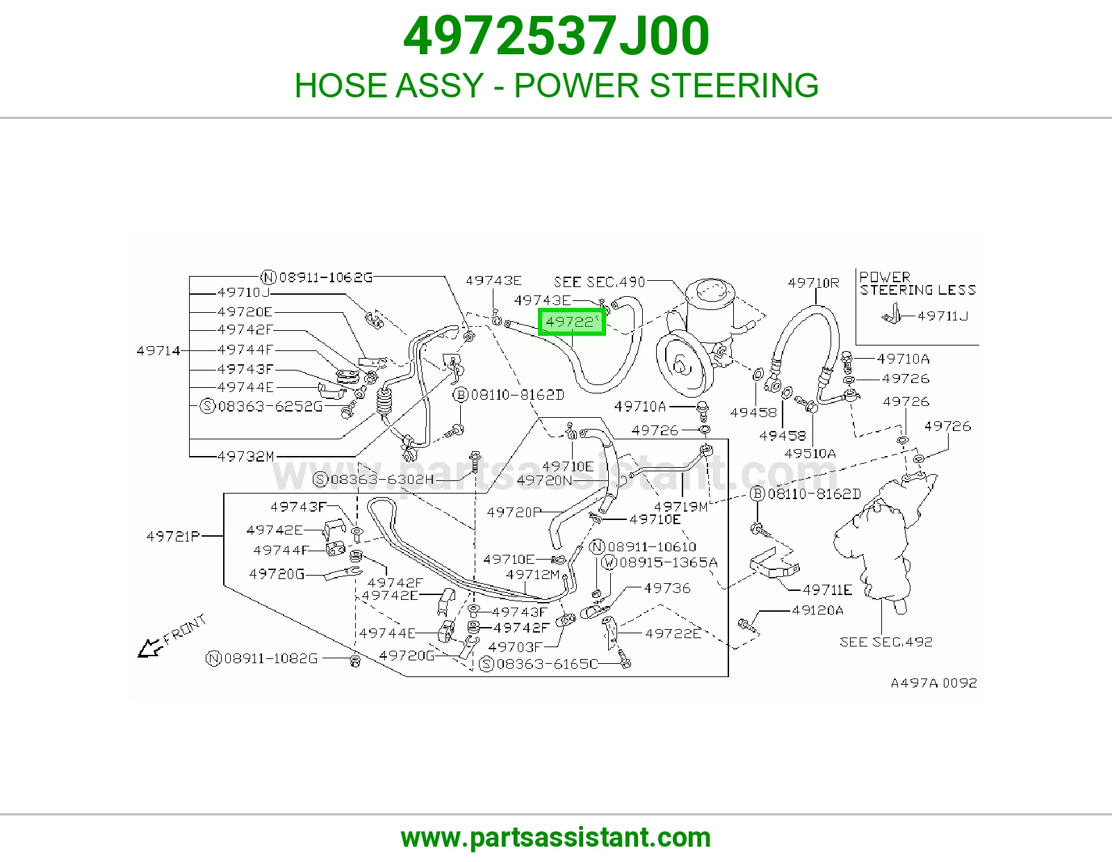 HOSE ASSY - POWER STEERING 4972537J00