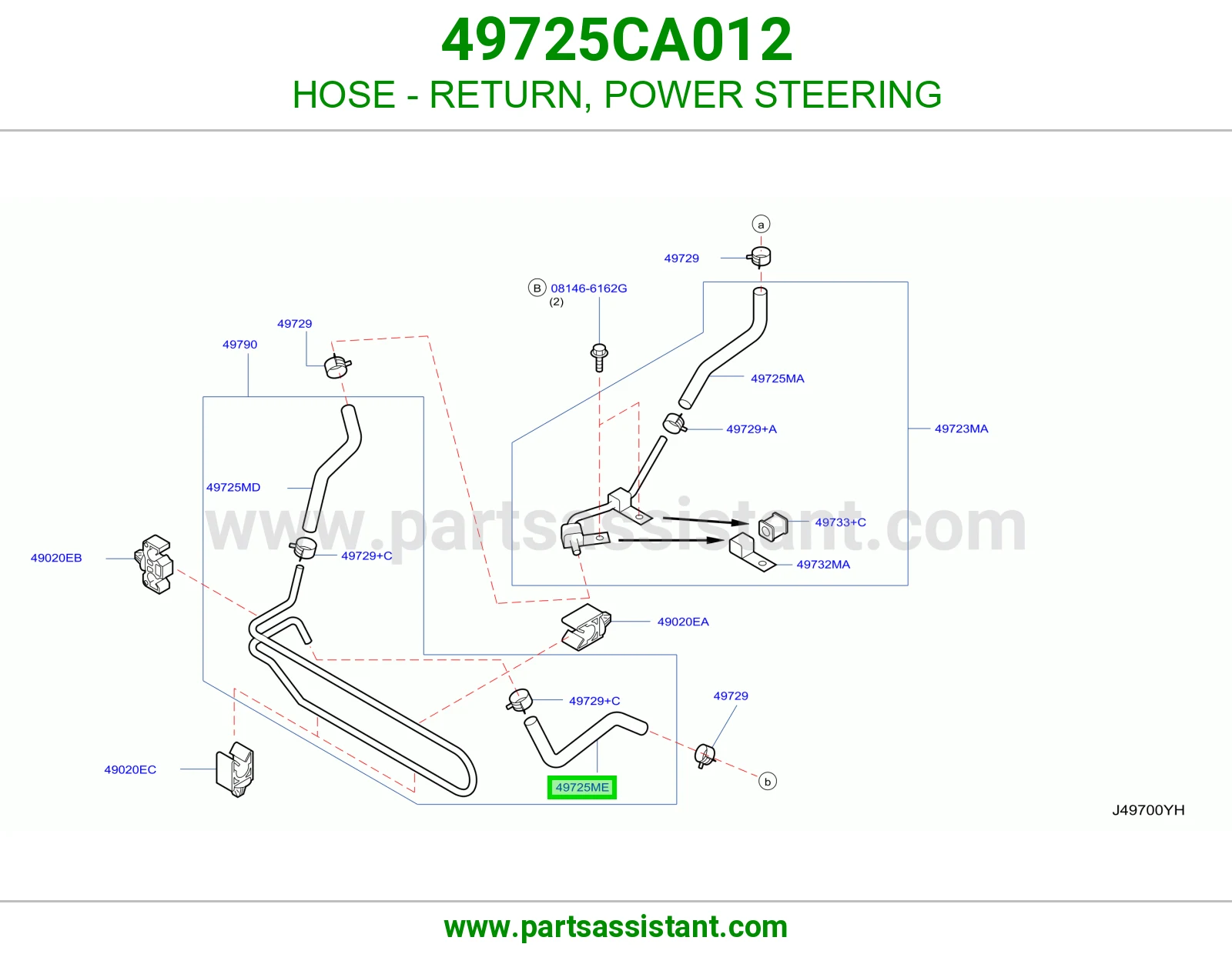 HOSE - RETURN, POWER STEERING 49725CA012