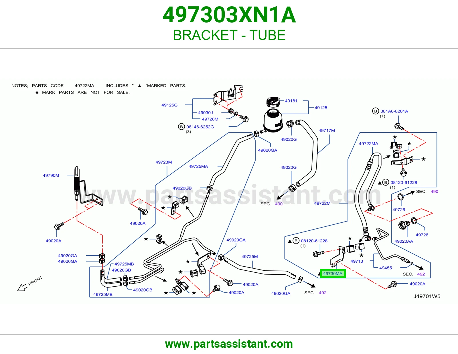 BRACKET - TUBE 497303XN1A
