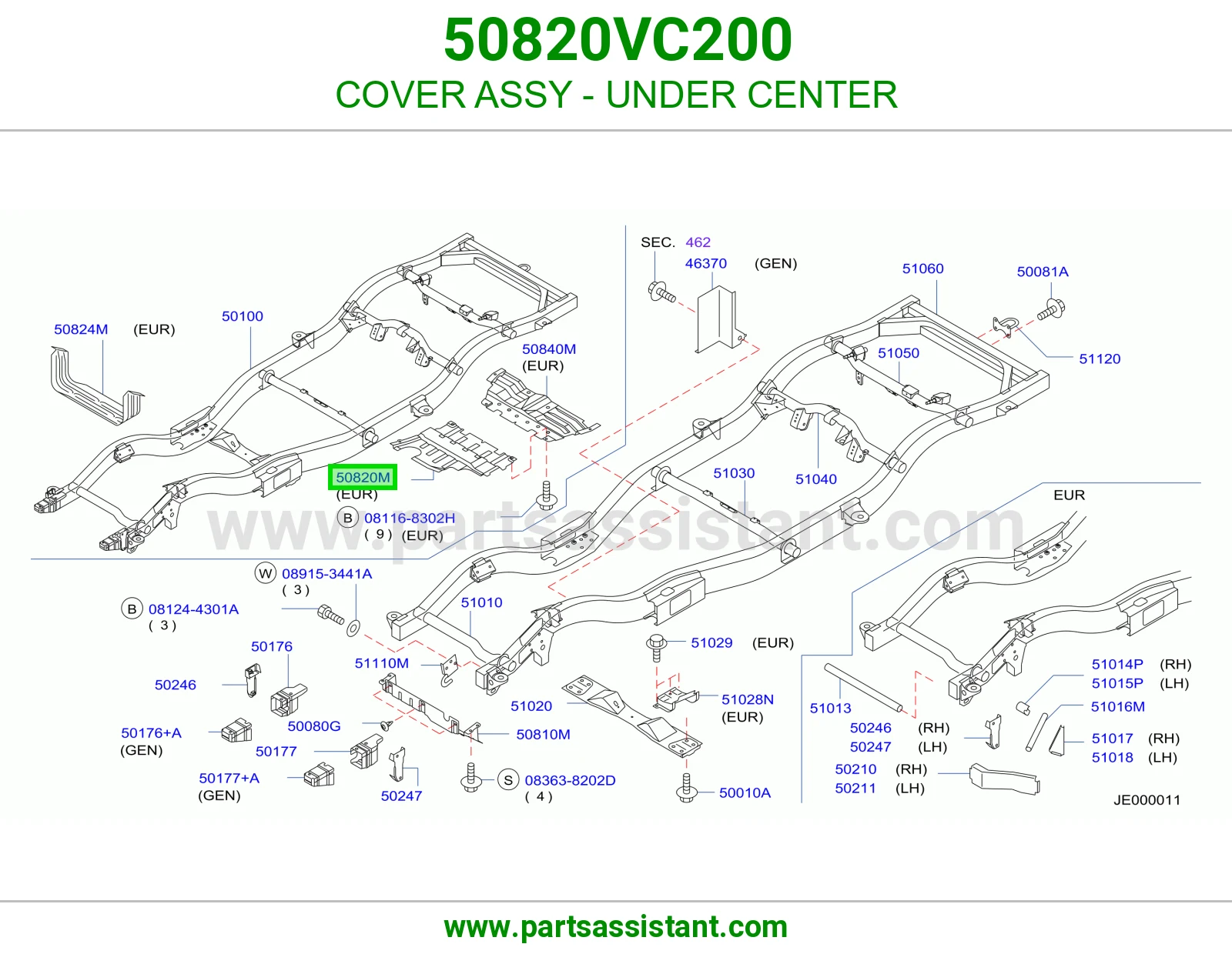 غطاء وسط تحت كامل 50820VC200