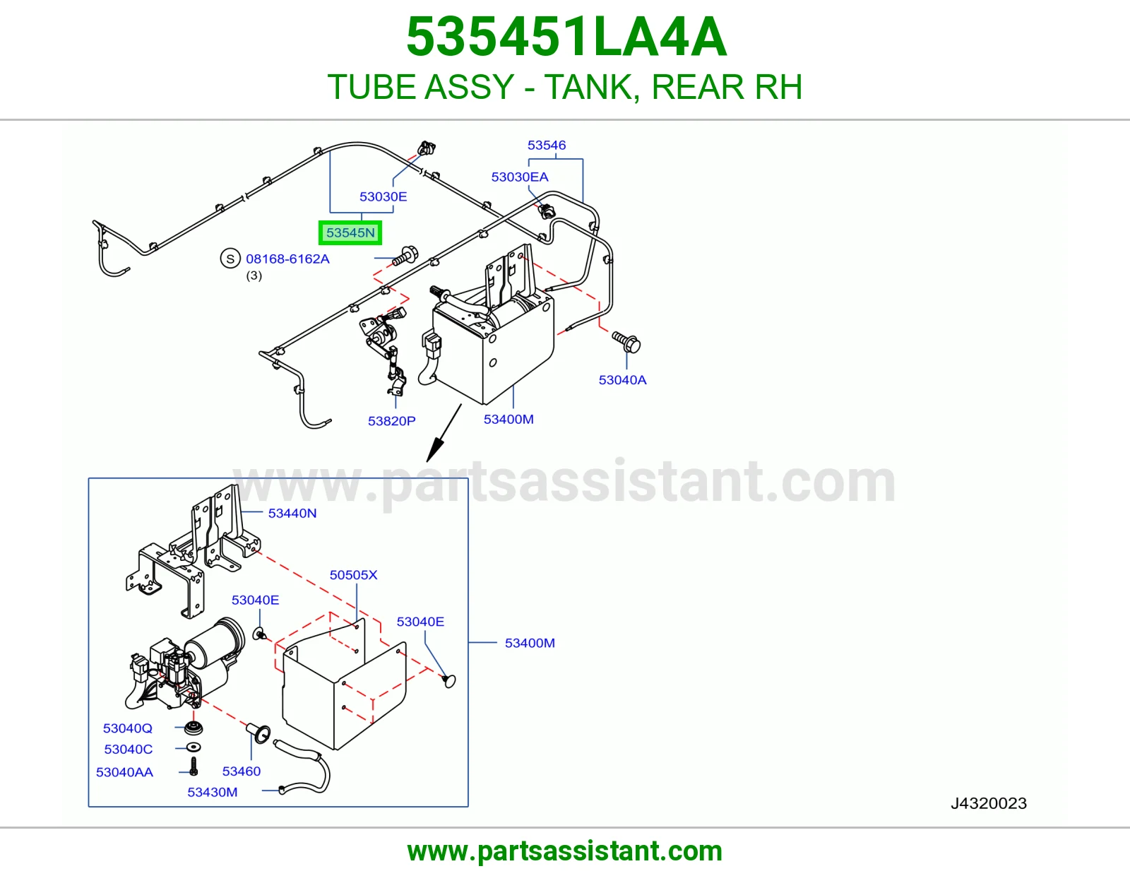 ماسورة تانكي خلفي يمين كاملة 535451LA4A