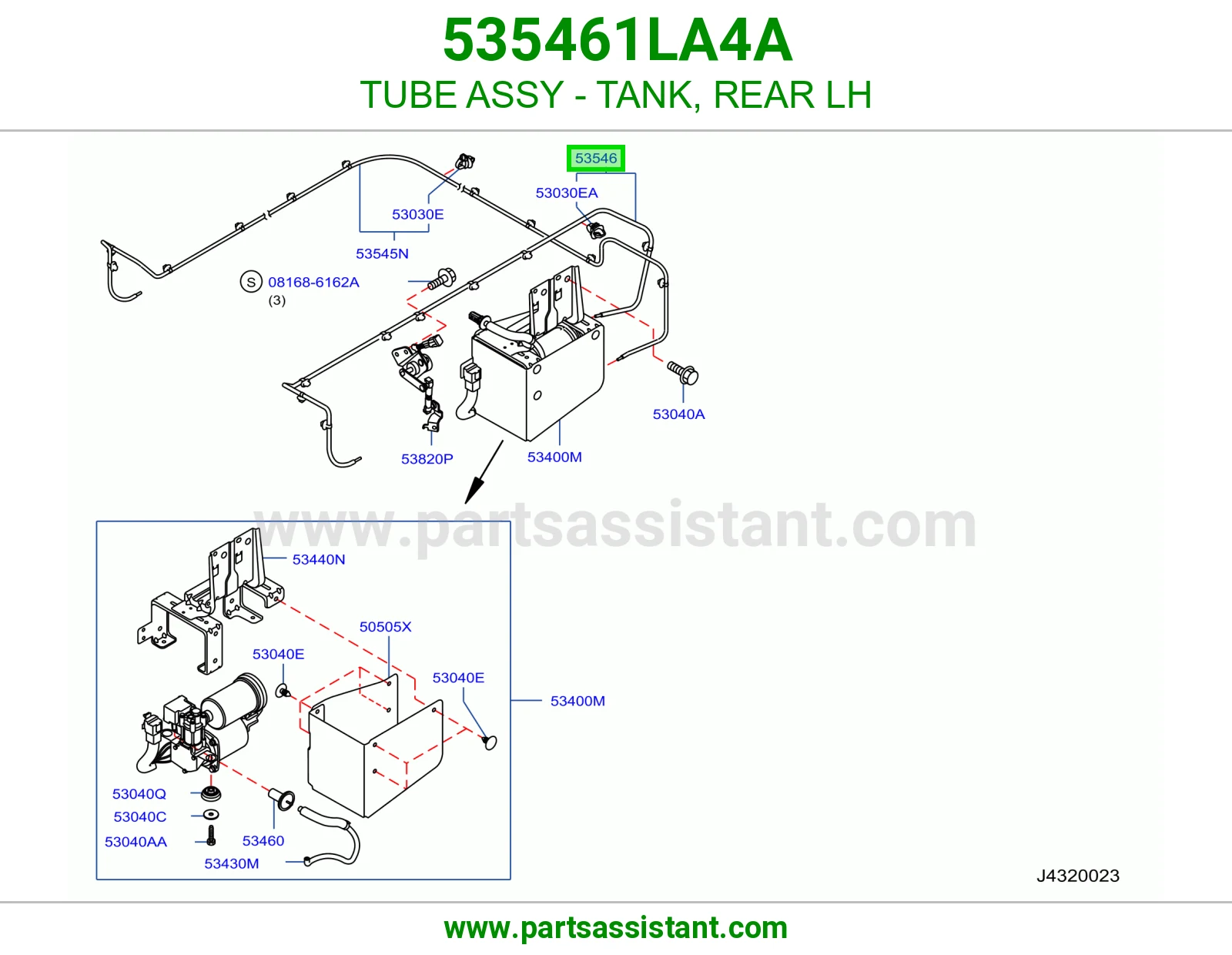 ماسورة تانكي خلفي يسار كاملة 535461LA4A