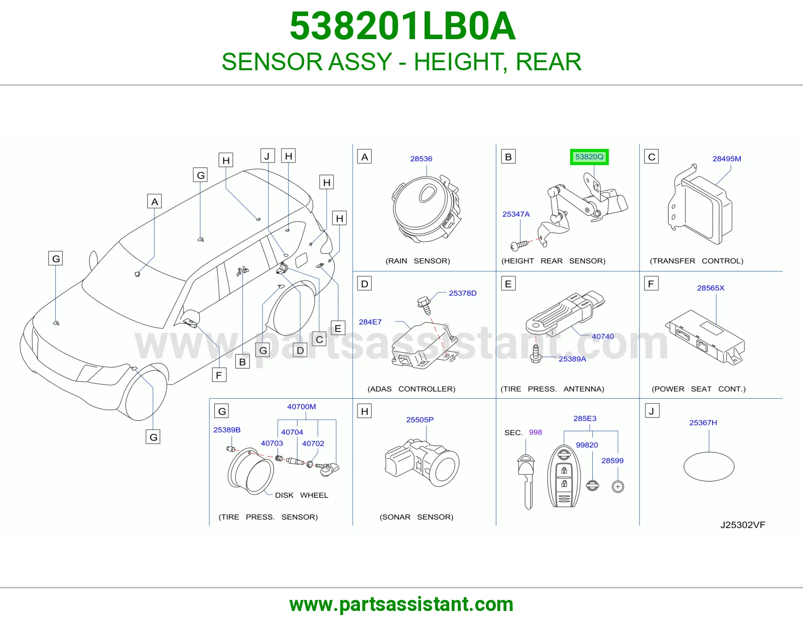 حساس ارتفاع خلفي كامل 538201LB0A