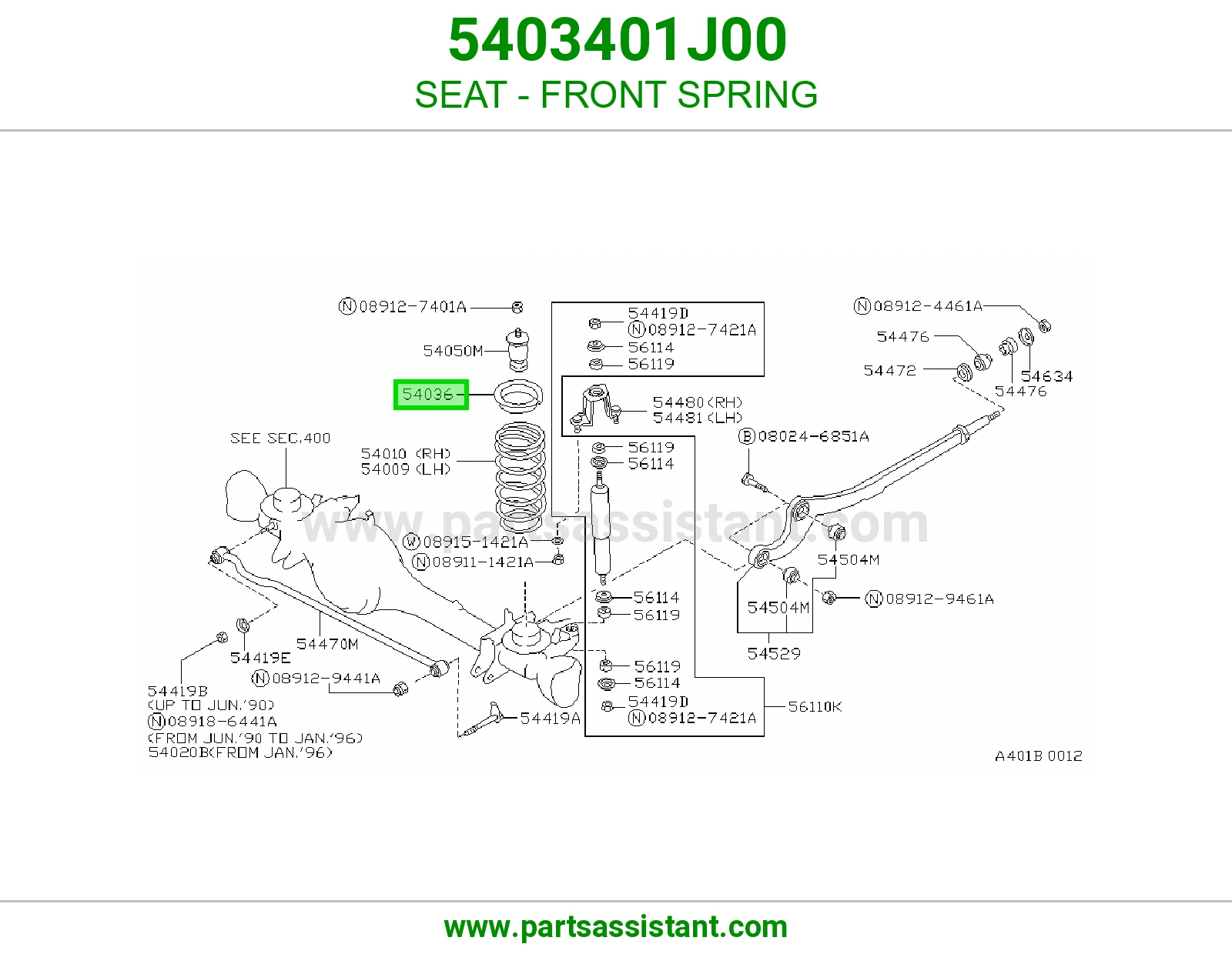 SEAT - FRONT SPRING 5403401J00