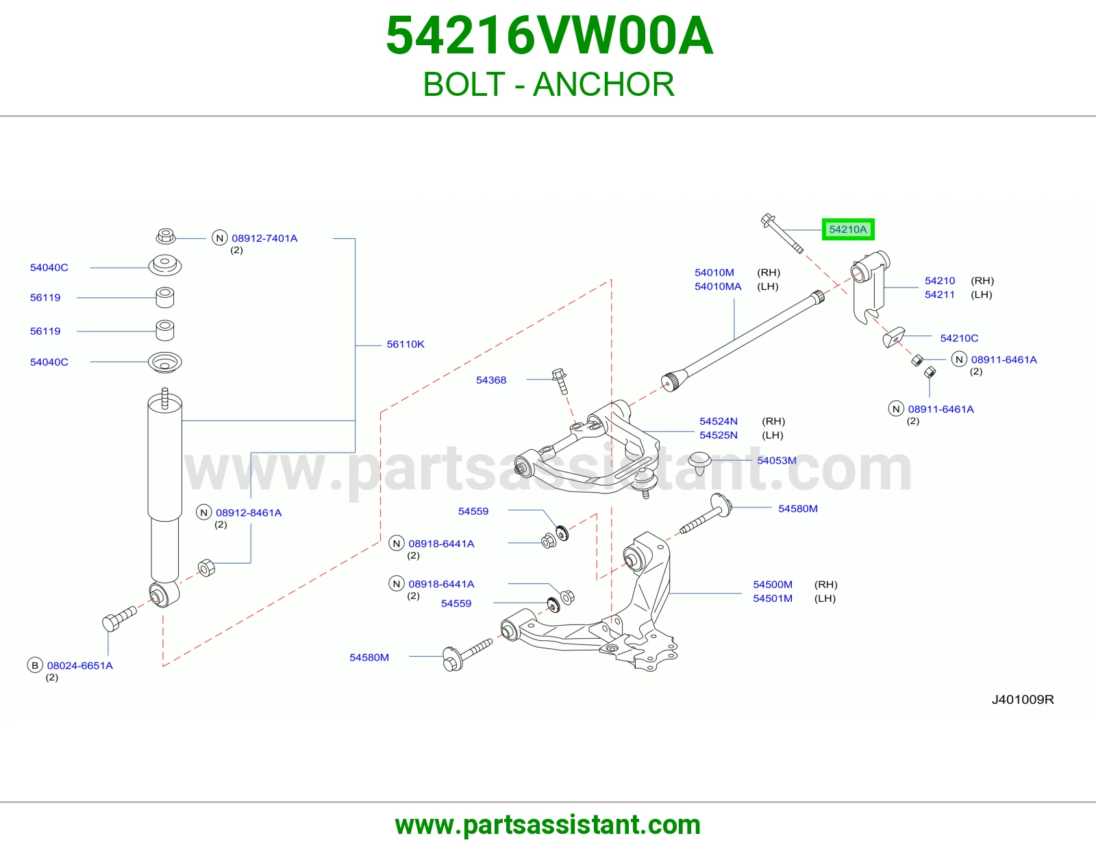 مسمار قاعدة تثبيت 54216VW00A